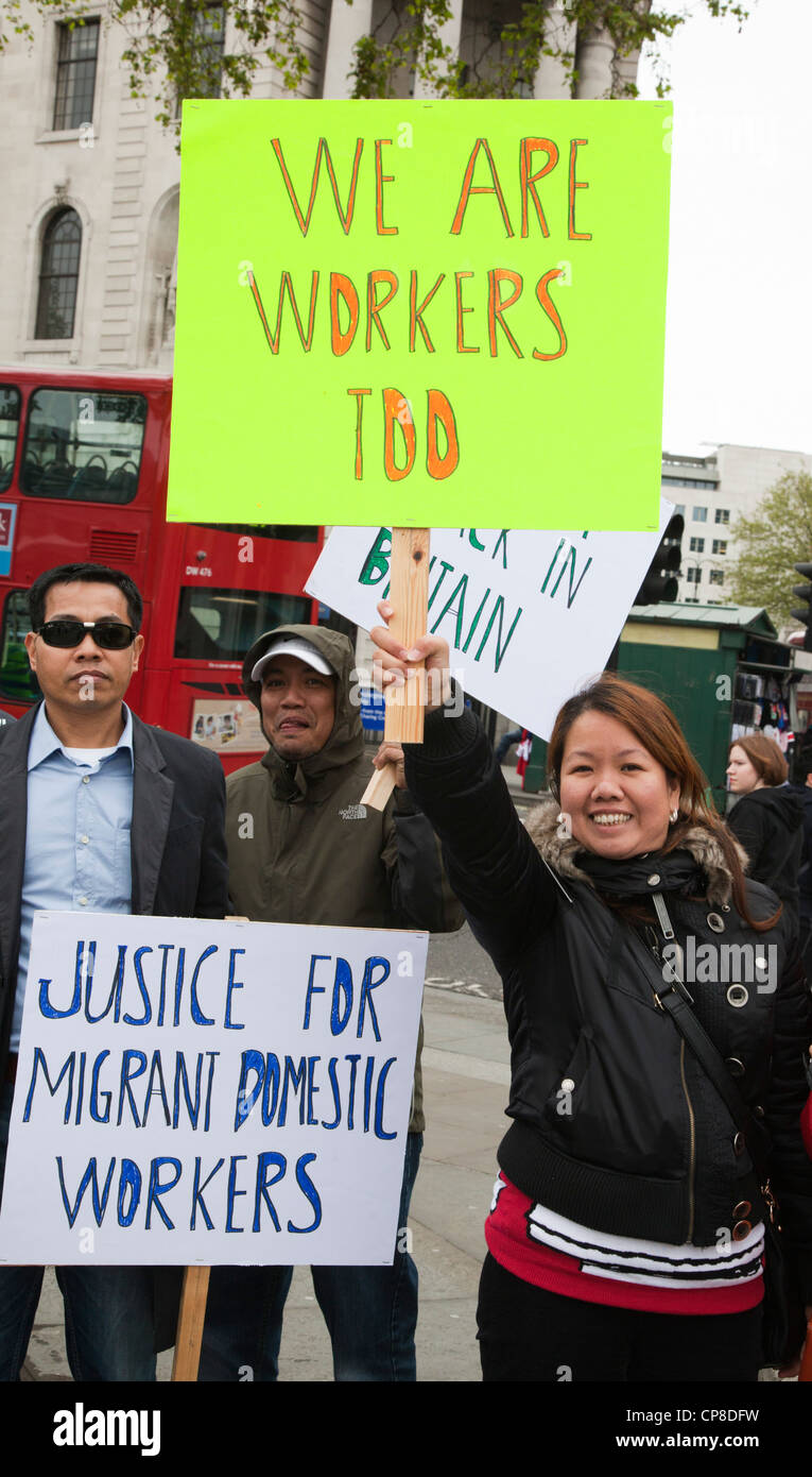 Membri della UWA, Regno Workers Association, ha fatto una campagna per i diritti dei lavoratori domestici nel Regno Unito Foto Stock