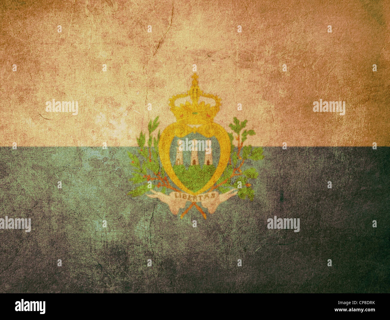 San marino bandiera con il vecchio texture grunge e vintage Foto Stock