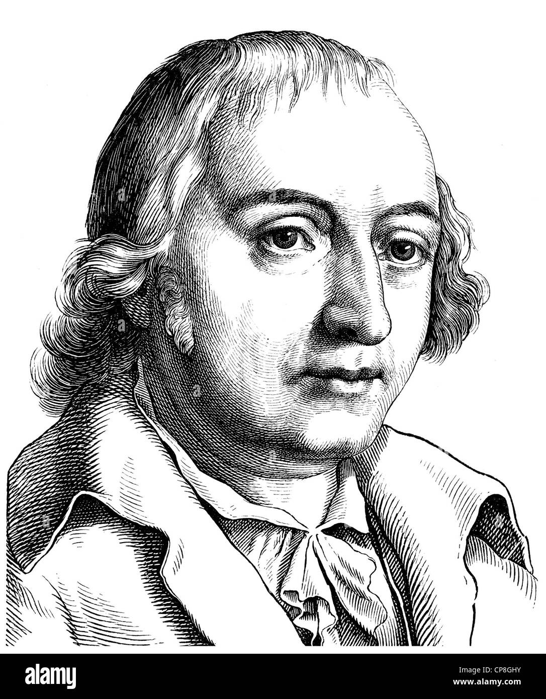 Johann Gottfried von Herder, 1744 - 1803, un poeta tedesco, traduttore, teologo e filosofo della storia e della cultura dei CI Foto Stock
