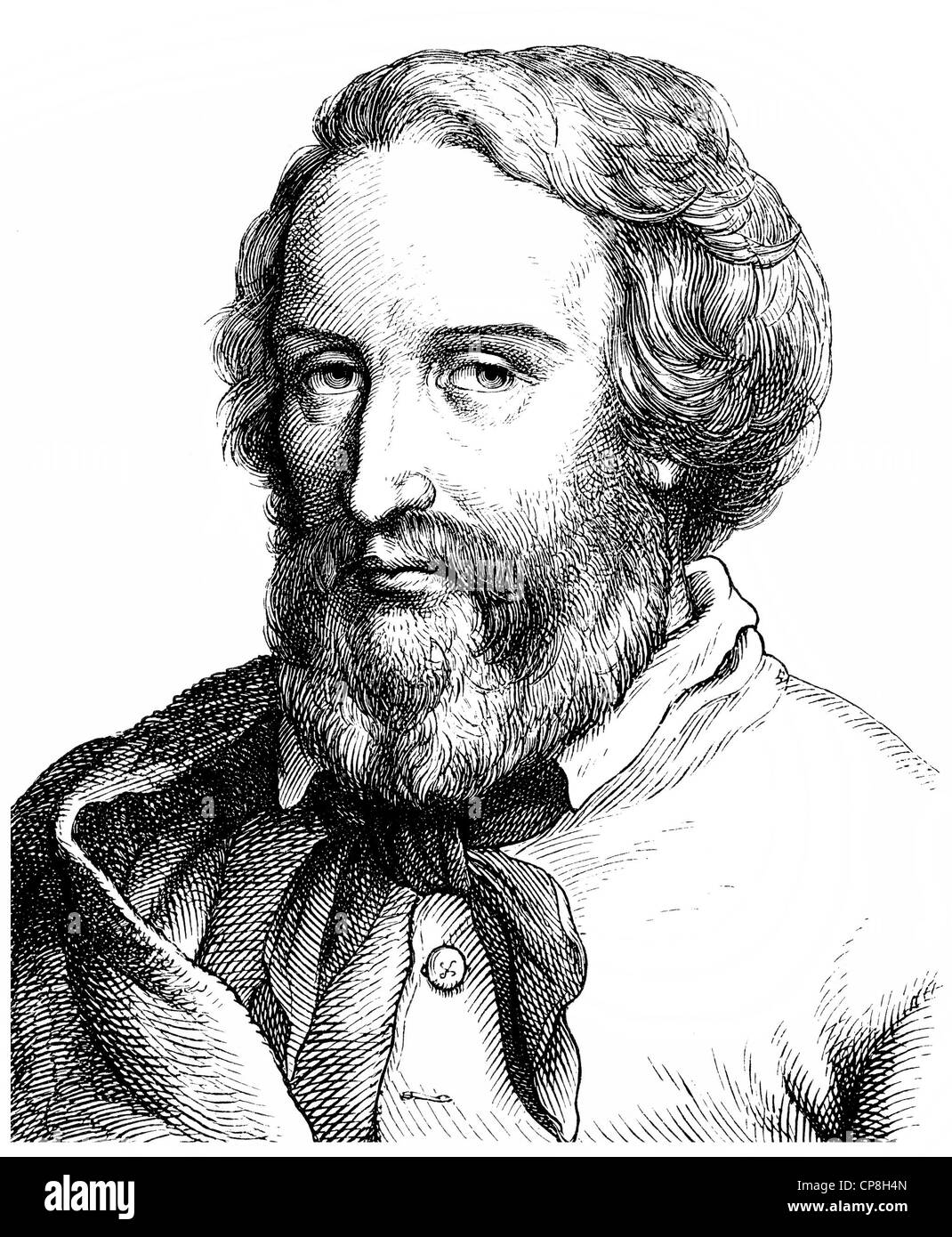 Christian Johann Heinrich Heine, 1797 - 1856, un poeta tedesco, scrittore e giornalista, Historische Zeichnung aus dem 19. Jahrhunder Foto Stock