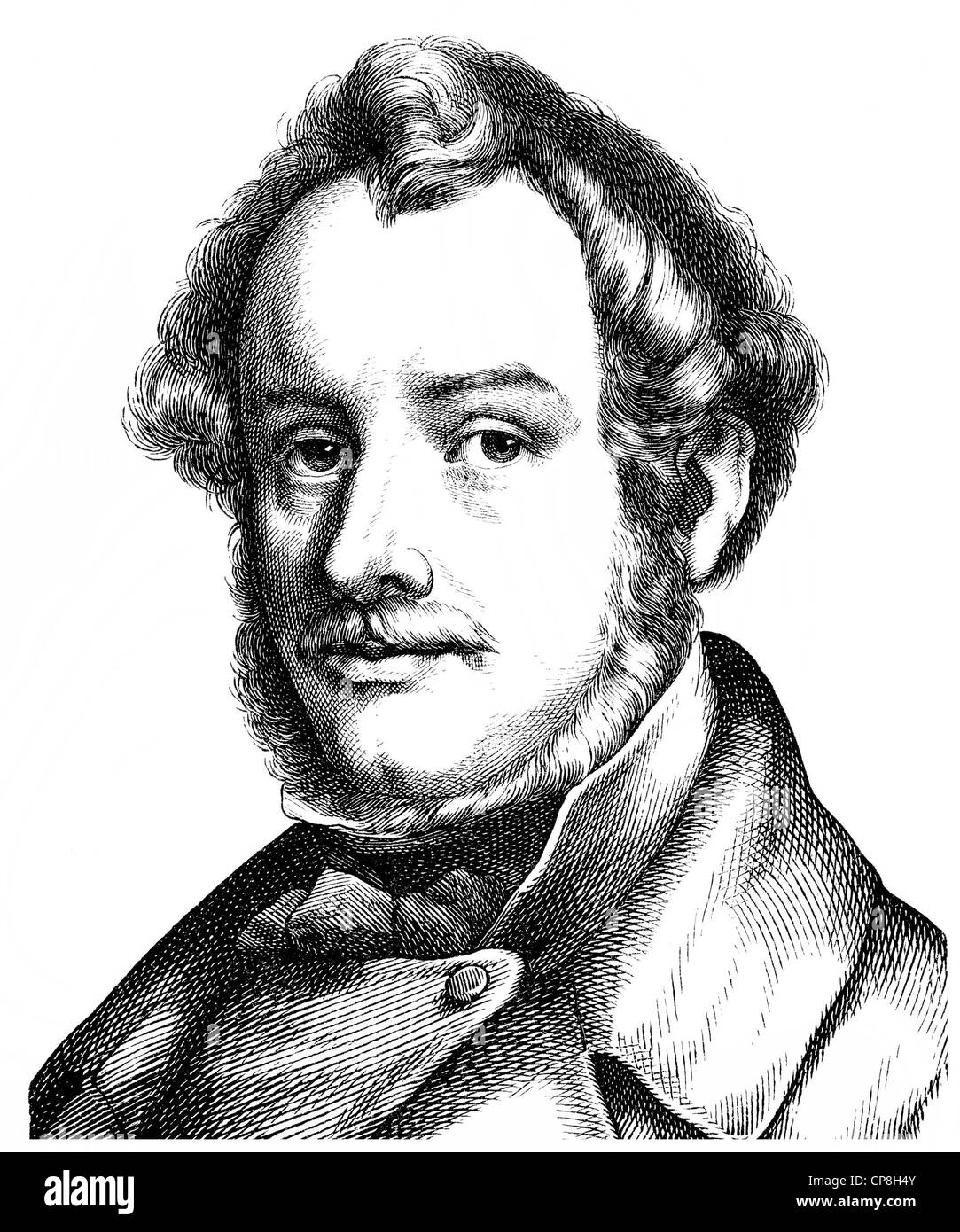 Michael Ludwig von Schwanthaler, 1802 - 1848, uno scultore tedesco della scultura classica, Historische Zeichnung aus dem 19. Jah Foto Stock
