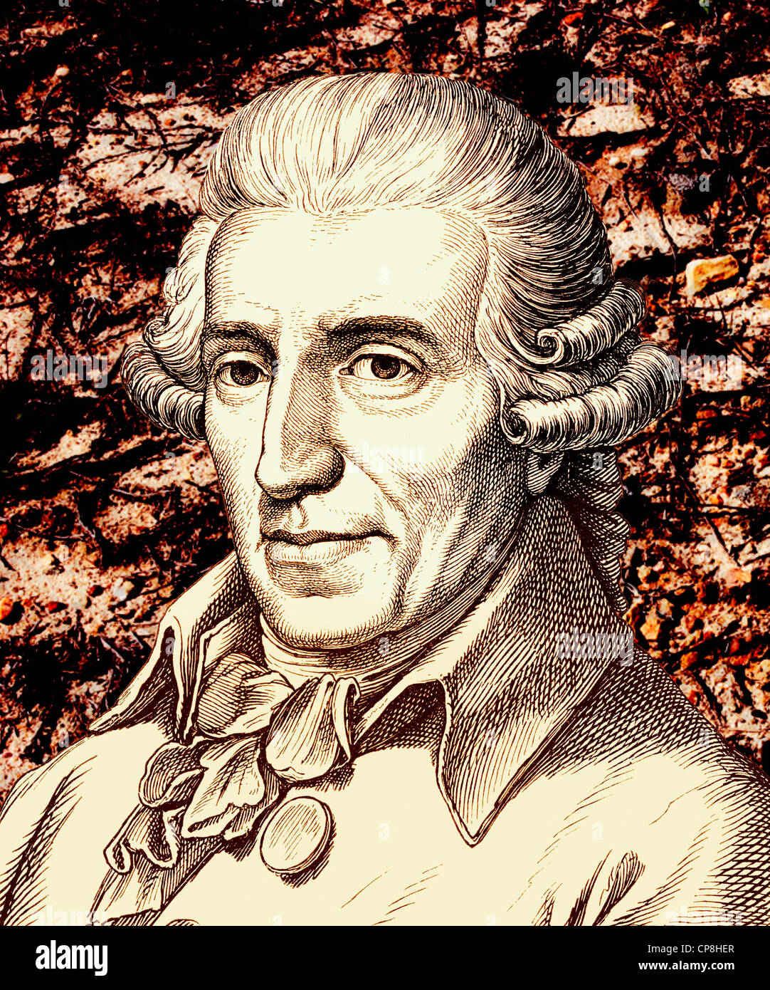 Franz Joseph Haydn, 1732 - 1809, un compositore austriaco e il rappresentante principale della classica viennese, Historische Zeichnun Foto Stock
