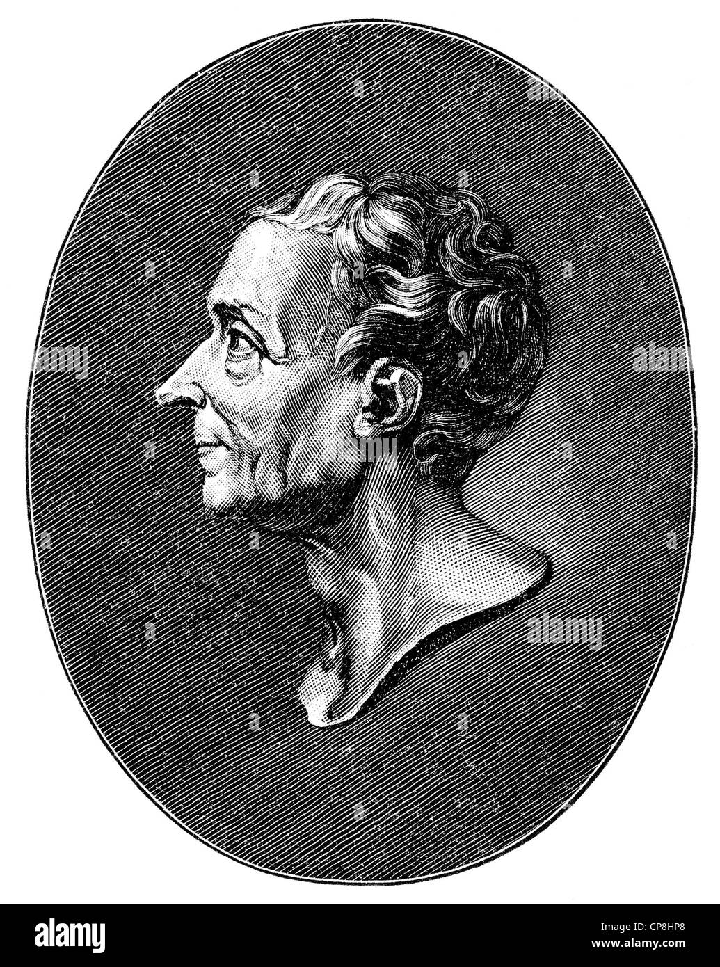 Charles-Louis de Secondat Barone de La Brède et de Montesquieu, 1689 - 1755, uno scrittore francese, filosofo e teorico politico Foto Stock