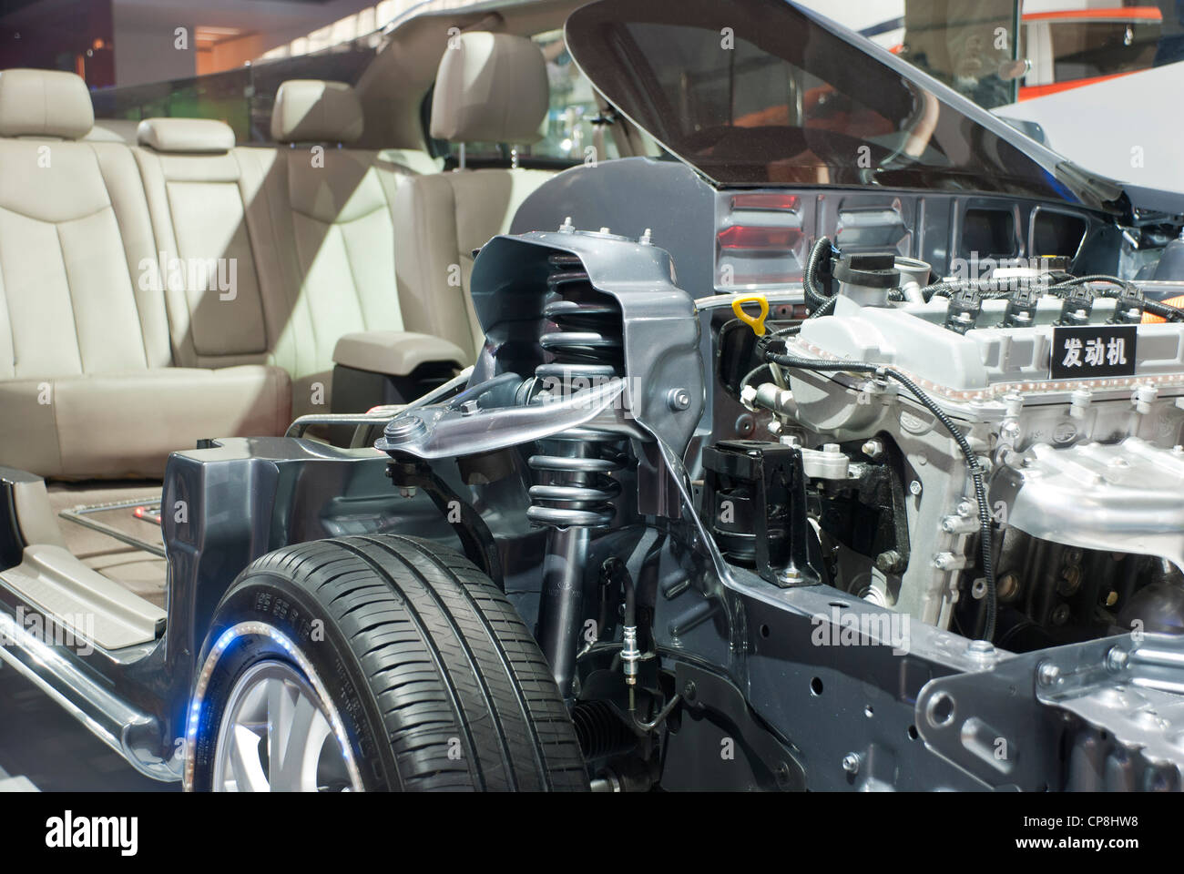 Auto a motore e interni Foto Stock