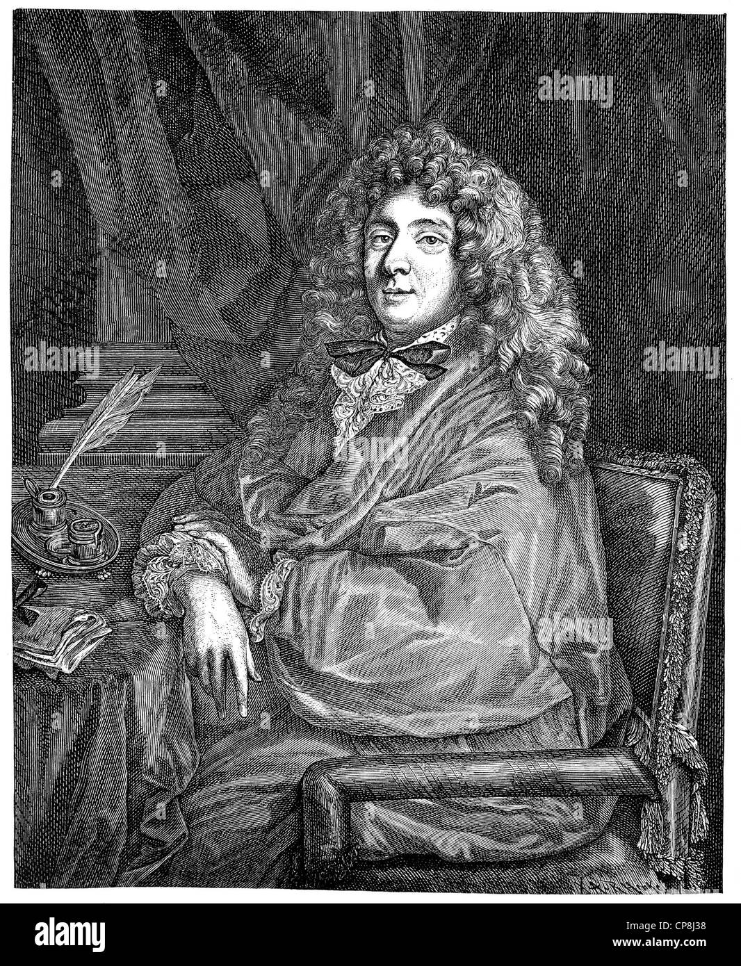 Moliere o Jean-Baptiste Poquelin, 1622 - 1673, un attore francese, direttore del teatro e drammaturgo, Historische Druck aus dem 19. J Foto Stock