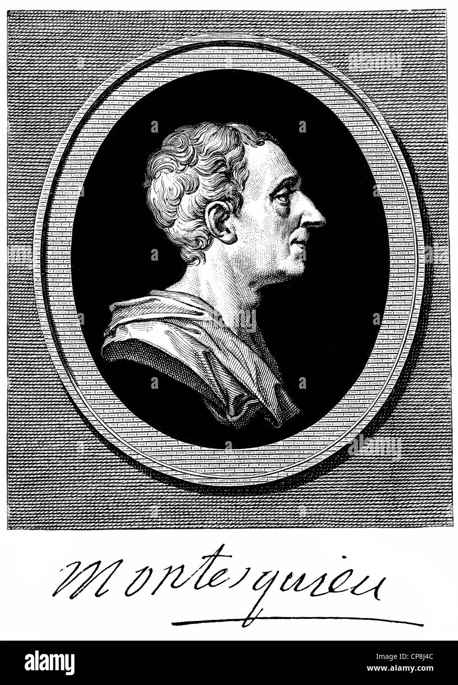 Charles-Louis de Secondat Barone de La Brède et de Montesquieu, 1689 - 1755, uno scrittore francese, filosofo e teorico politico Foto Stock