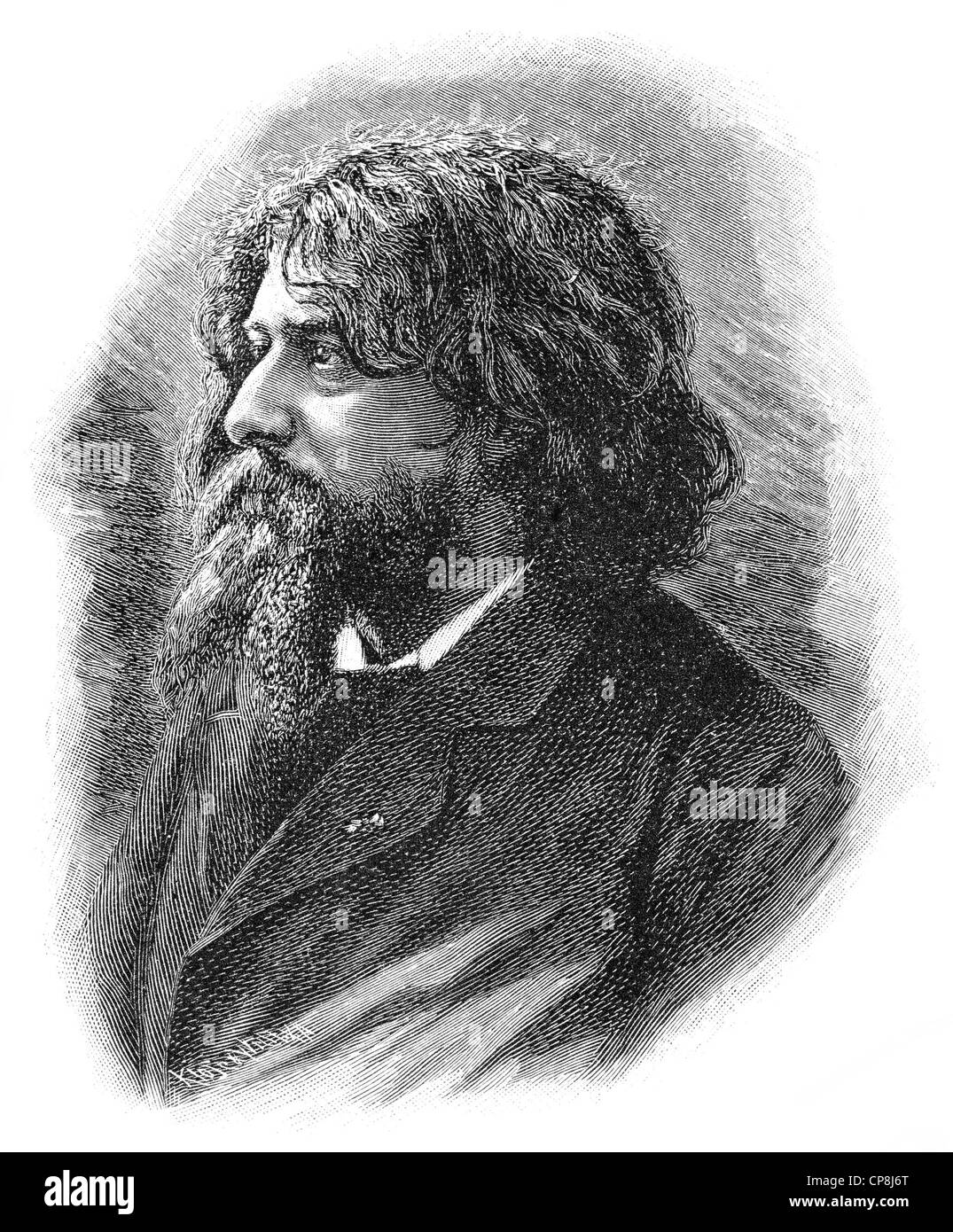 Alphonse Daudet, 1840 - 1897, uno scrittore francese, Historische Druck aus dem 19. Jahrhundert, Ritratto von Alphonse Daudet, 1840 - 1 Foto Stock