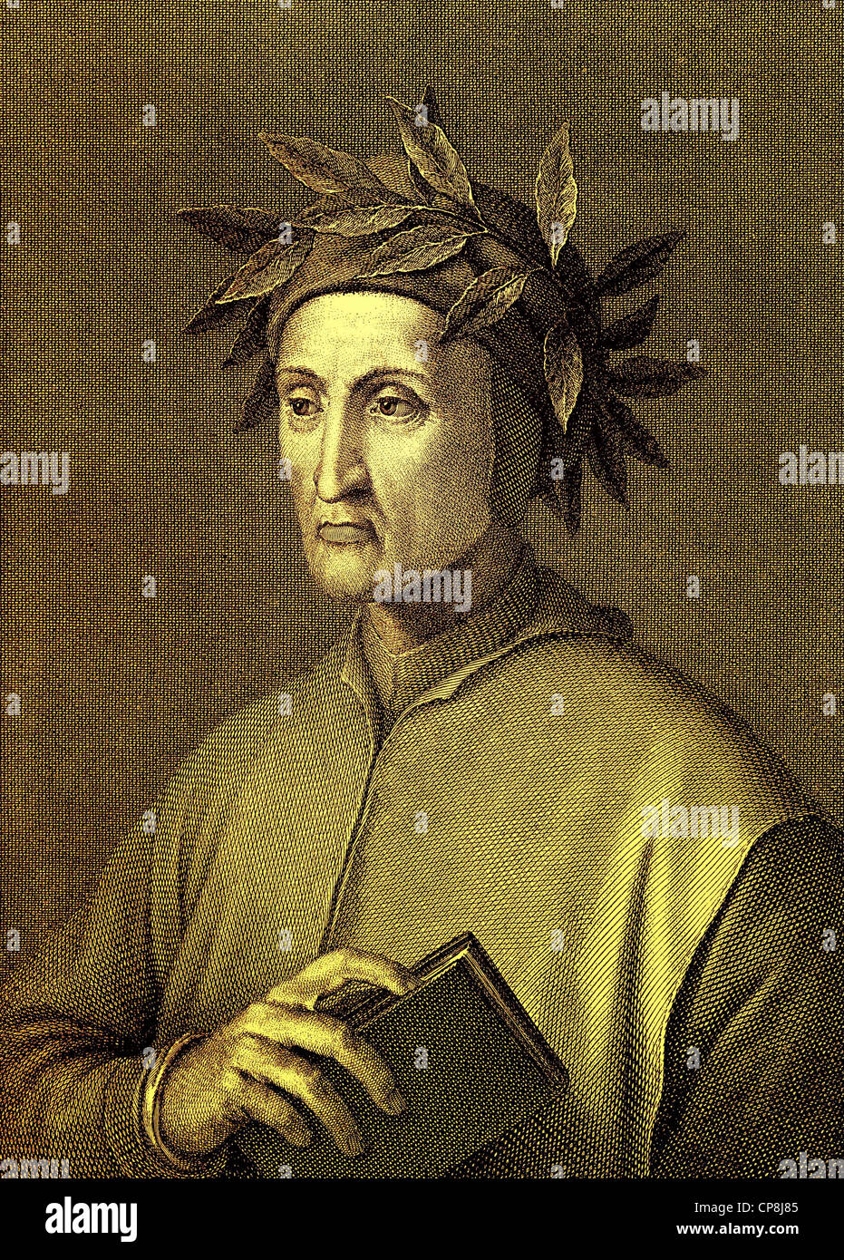 Dante Alighieri, 1265 - 1321, un poeta e filosofo, illustrazione storica del XIX secolo, Historische Zeichn Foto Stock