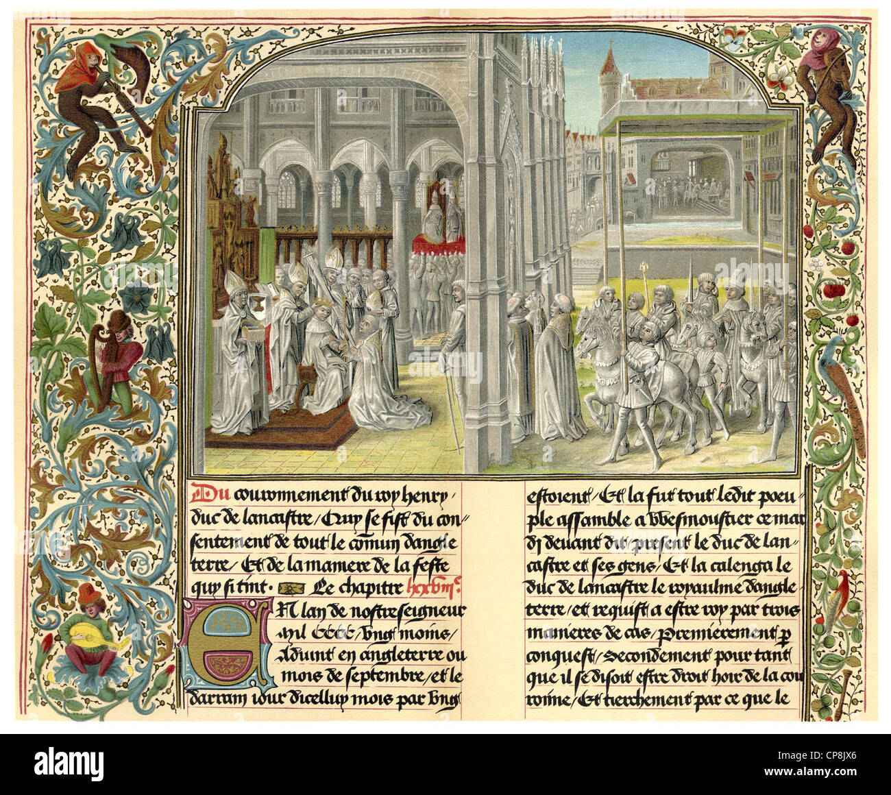 L'incoronazione del re Enrico IV d'Inghilterra del XV secolo, dopo il manoscritto di Jean o John Froissart, 1337 - 1405, una cronica Foto Stock