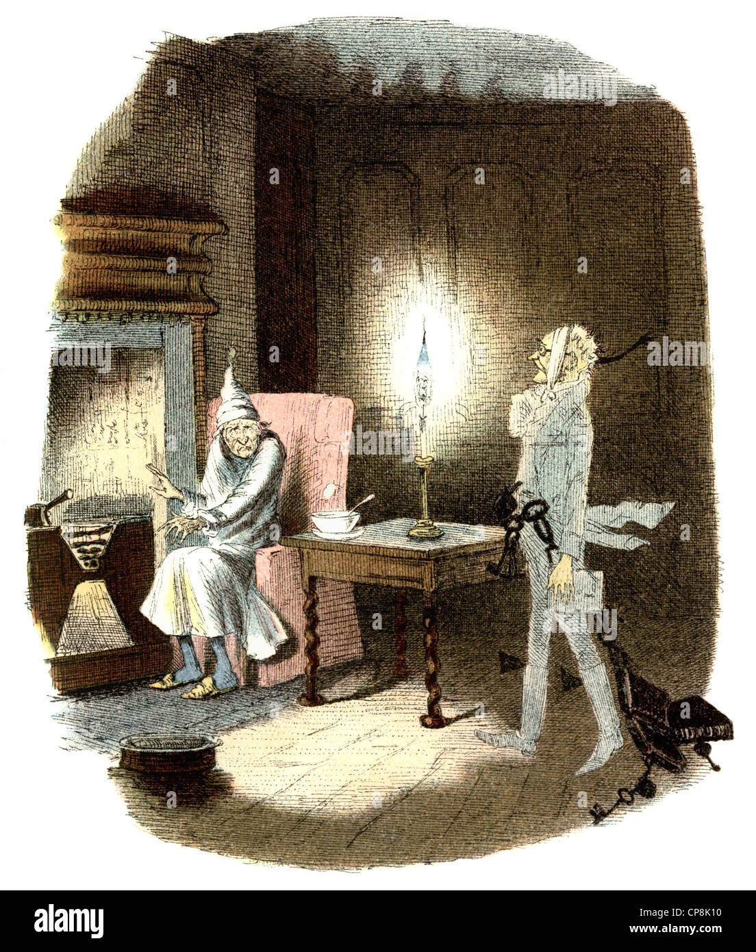 Illustrazione storica del XIX secolo, dal canto di Natale da Charles John Huffam Dickens o Boz, 1812 - 1870, un Engli Foto Stock