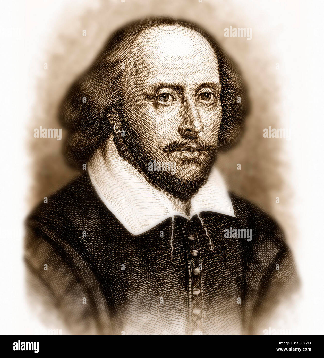 William Shakespeare, 1564 - 1616, un drammaturgo inglese, poeta e attore, Historischer Kupferstich, Ritratto von William Shakespe Foto Stock
