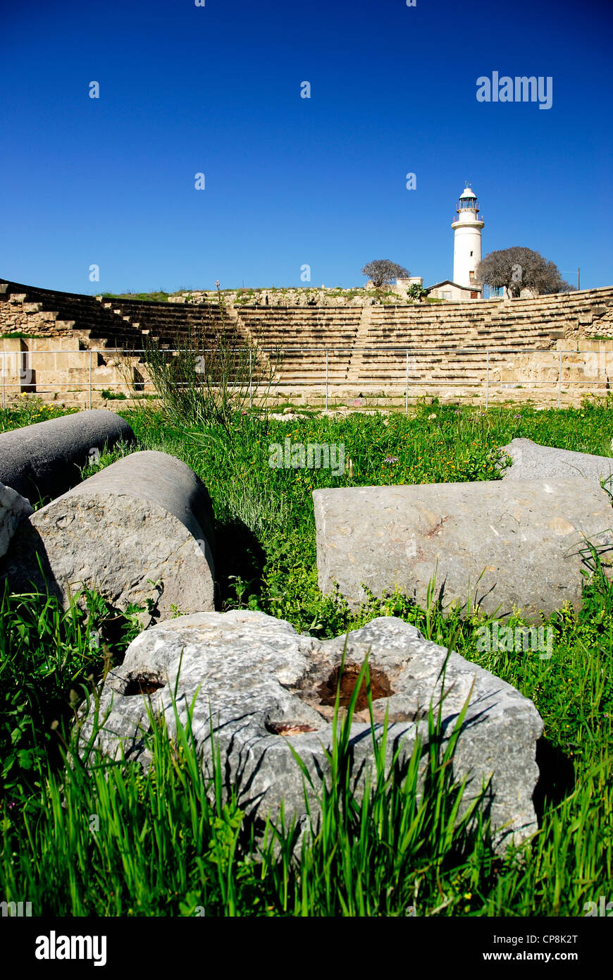 L'Odeion, anfiteatro romano, Kato Paphos, Cipro. Foto Stock