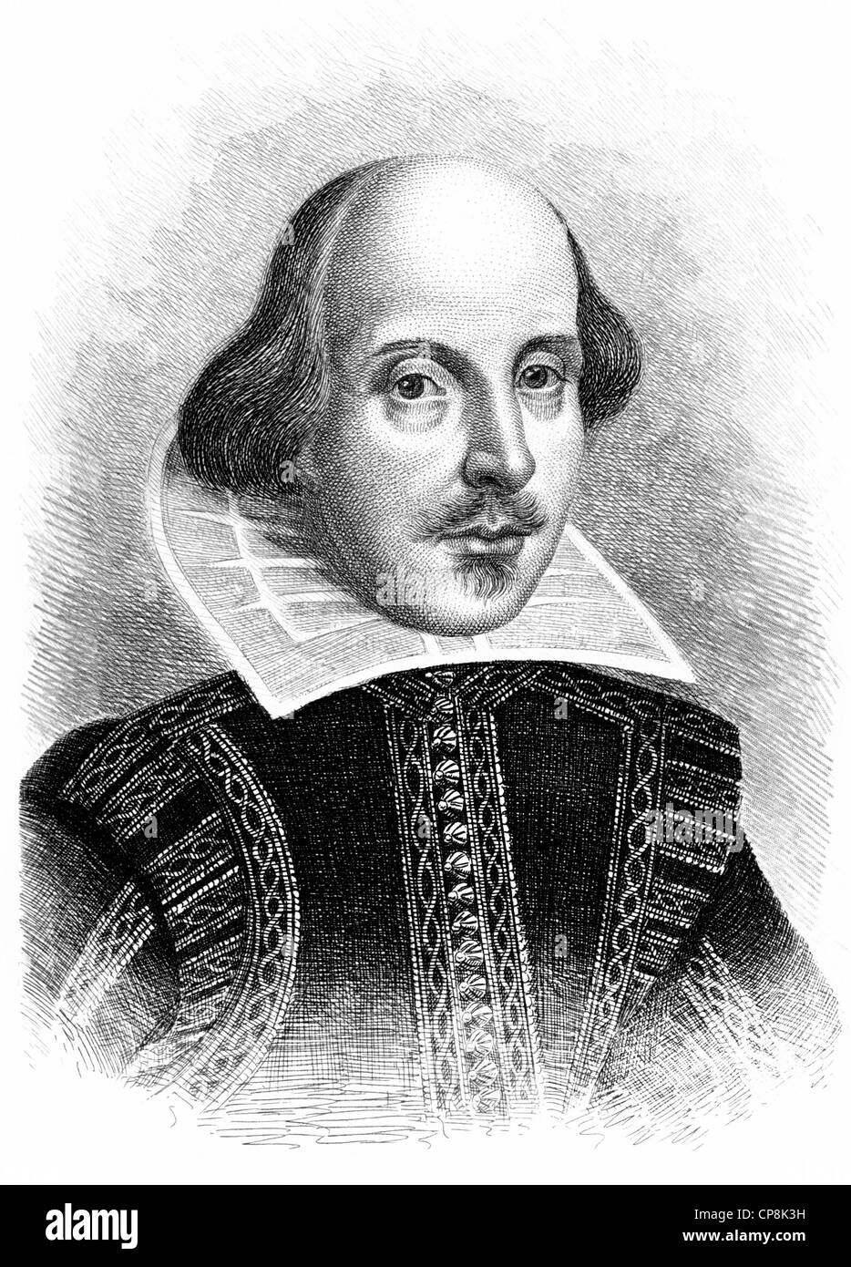 William Shakespeare, 1564 - 1616, un drammaturgo inglese, poeta e attore, Historischer Kupferstich, Ritratto von William Shakespe Foto Stock