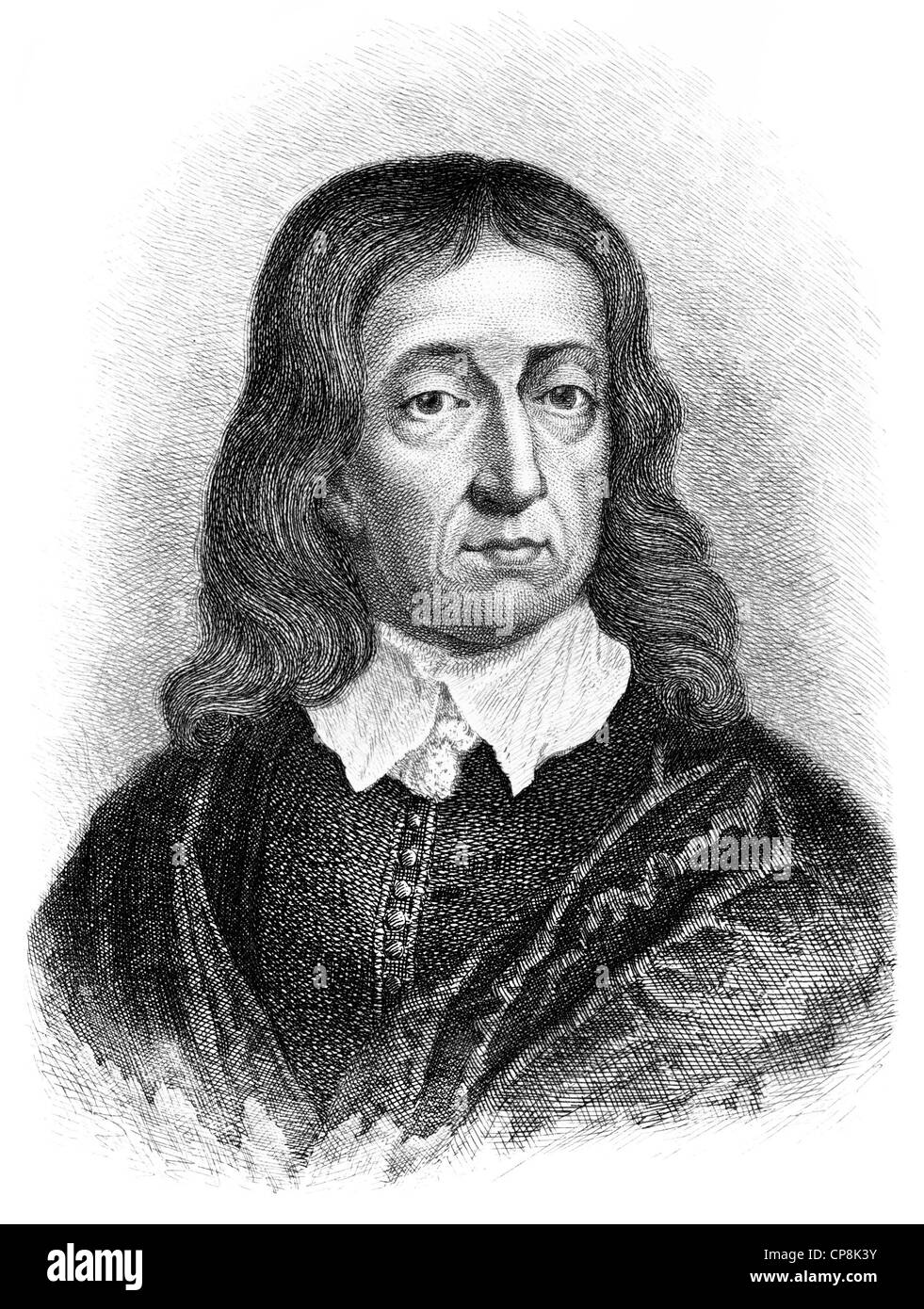 John Milton, 1608 - 1674, un poeta inglese e filosofo politico, Historische Druck aus dem 19. Jahrhundert, Ritratto von Joh Foto Stock