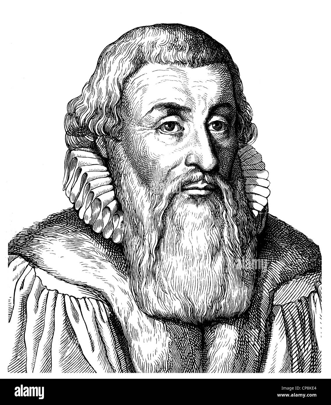 Johann Arnd o Arndt, 1555 - 1621, un tedesco post-Riforma teologo, Historische Zeichnung aus dem 19. Jahrhundert, Ritratto Foto Stock
