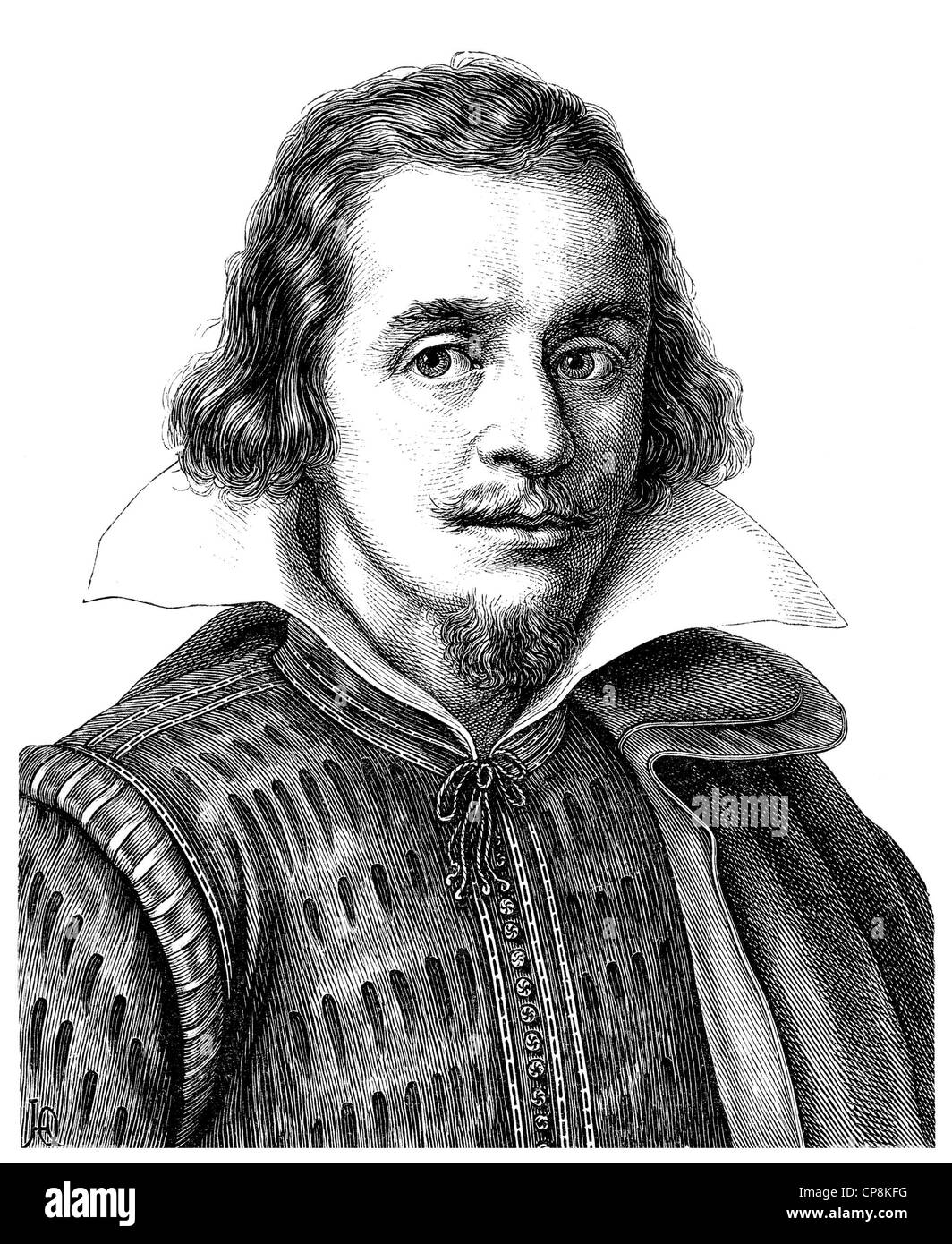 Gabriel Rollenhagen o Rollenhagius, 1583-1619, il tedesco e il poeta latino, scrittore ed emblematici, Historische Zeichnung aus dem 19. Foto Stock