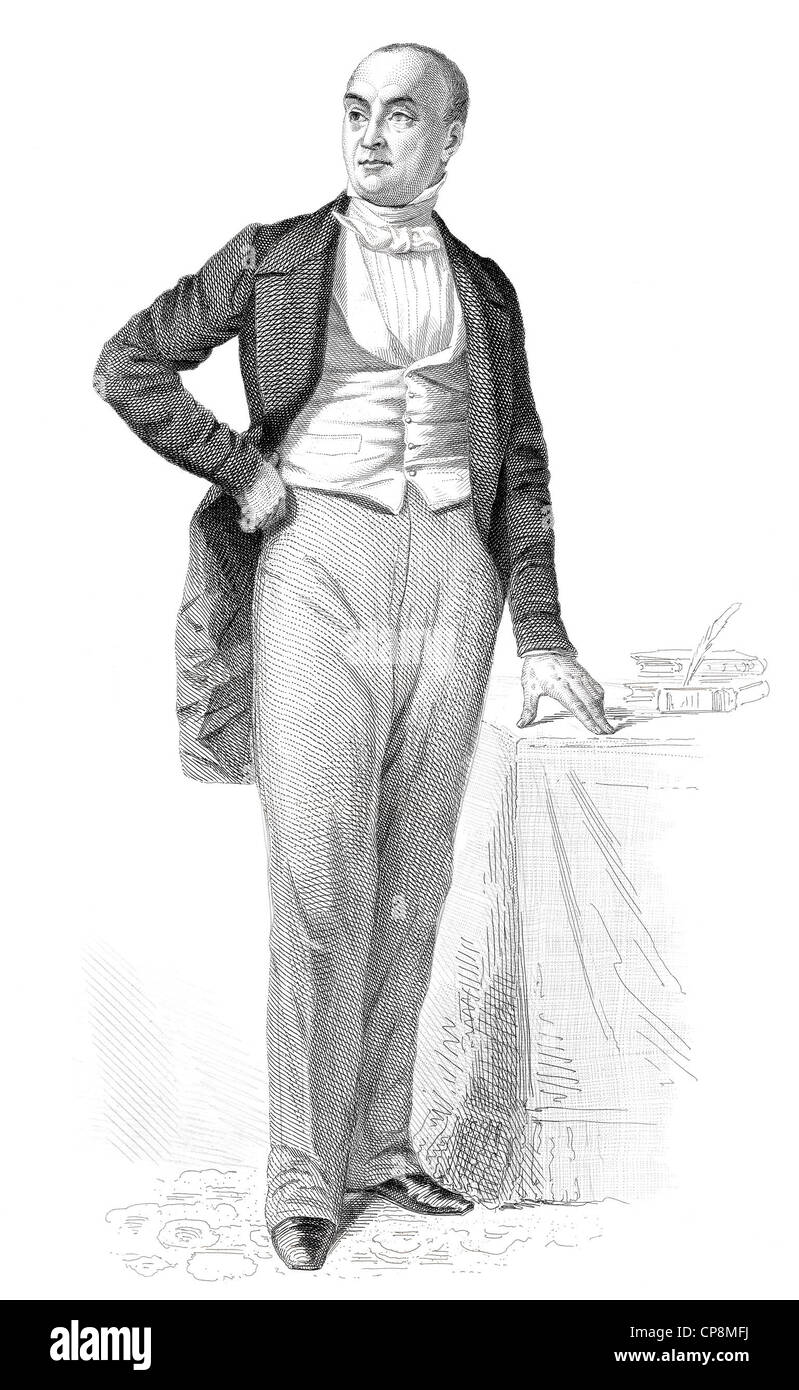 Storica incisione di acciaio a partire dal diciannovesimo secolo Jean-Ernest Reynaud, 1806 - 1863, membro dell'Assemblea nazionale francese, Francia Foto Stock