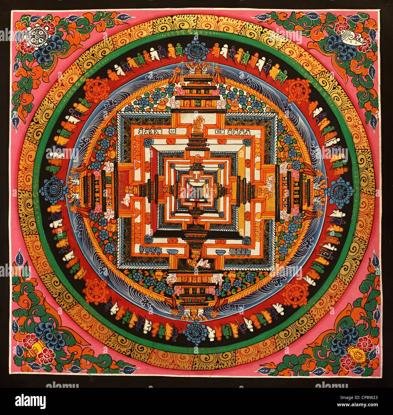 Mandala - pittura buddista Thangka dal Nepal Foto Stock