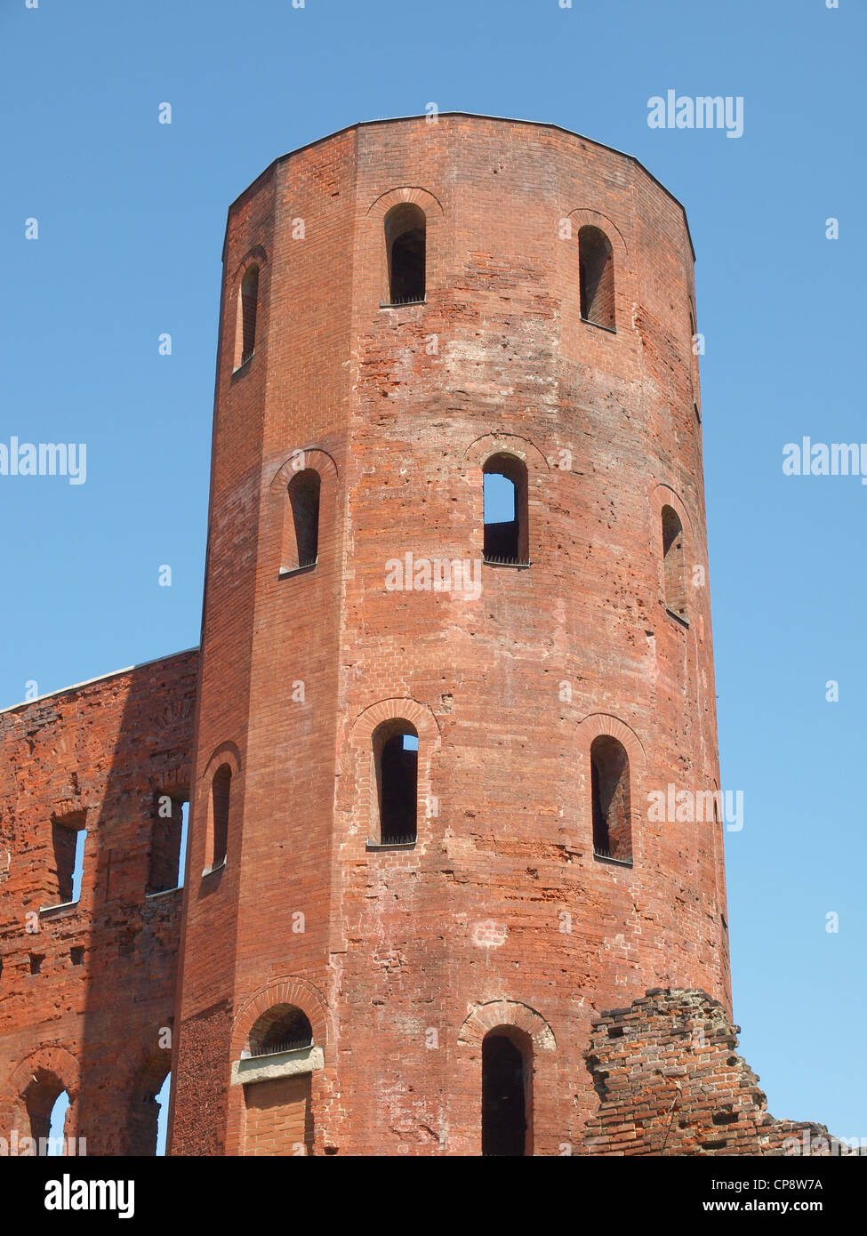 Le Torri Palatine antiche porte romane di Torino, Italia Foto Stock