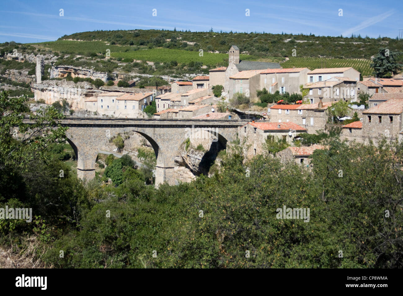 Minerve hilltop village in Languedoc Rousillon, regione a sud della Francia Foto Stock