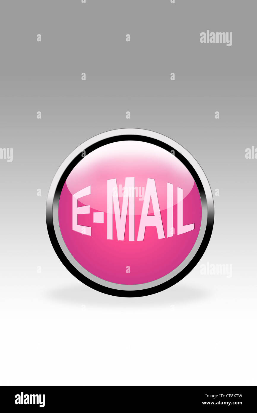 Pulsante rosa mostra e-mail simbolo, close up Foto Stock