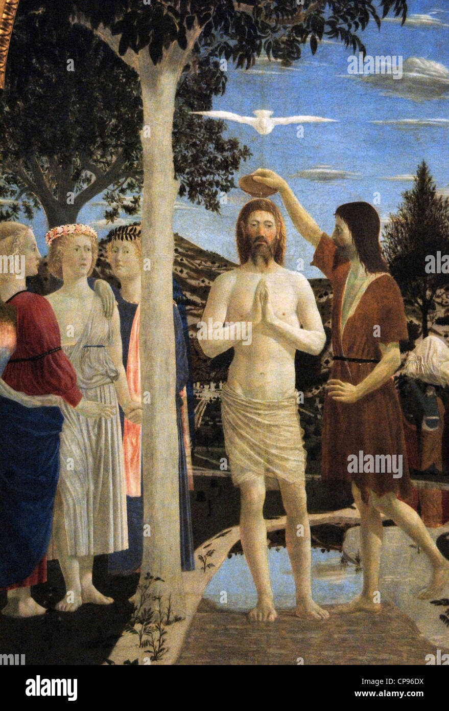 Piero della Francesca (c.1420-1492). Pittore italiano. Il Battesimo di Cristo (c. 1450). Dettaglio. Tempera su pannello. Foto Stock