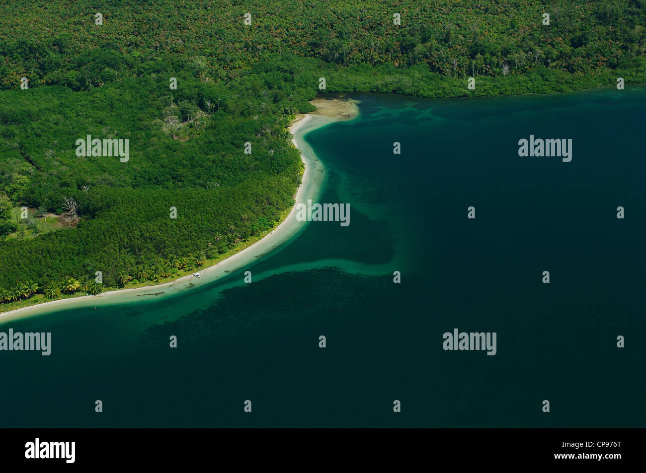 Vista aerea della Stella Marina Beach in Colon isola shore Foto Stock