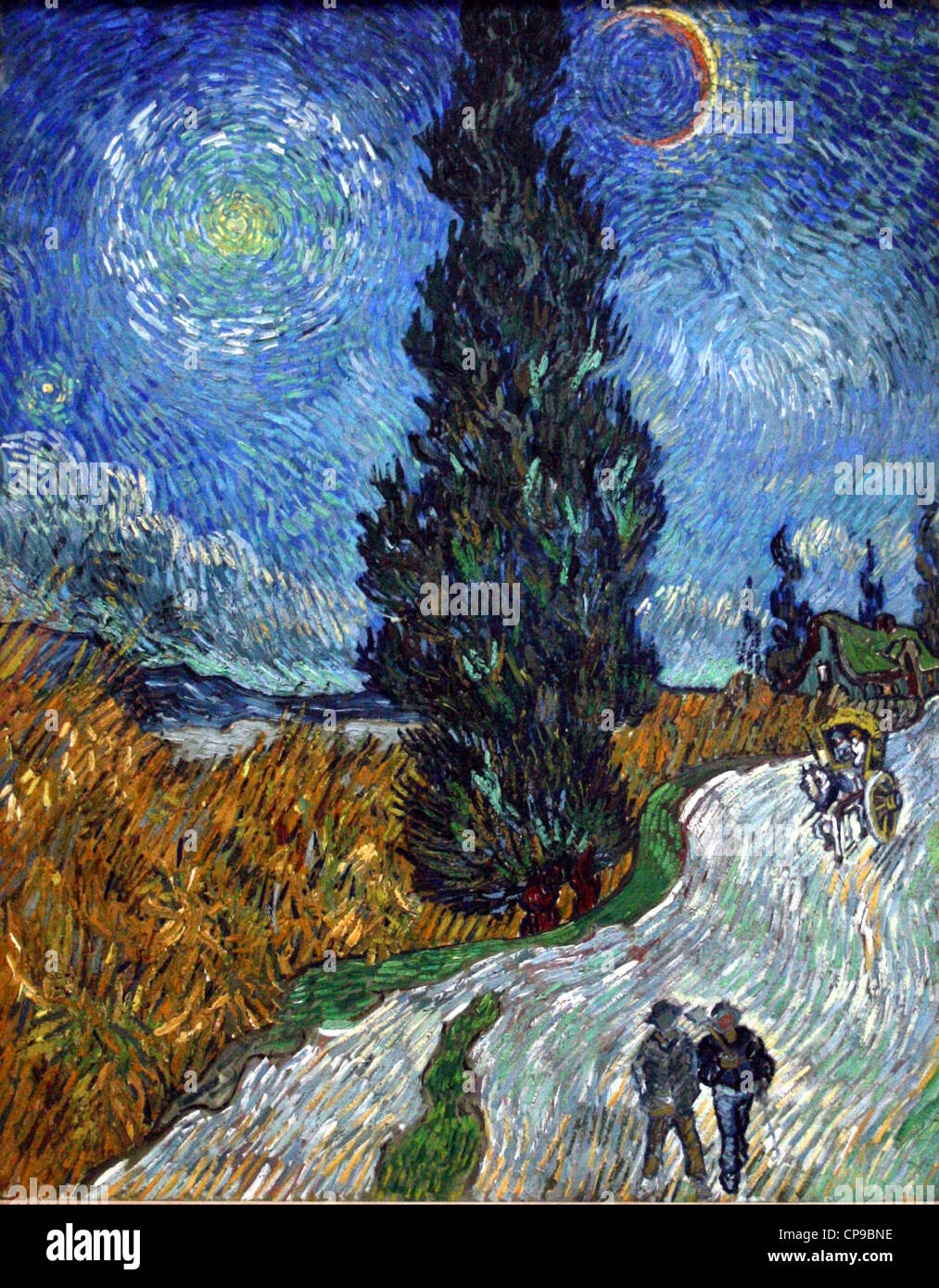 Van Gogh - Country Road in Provenza di notte. Foto Stock
