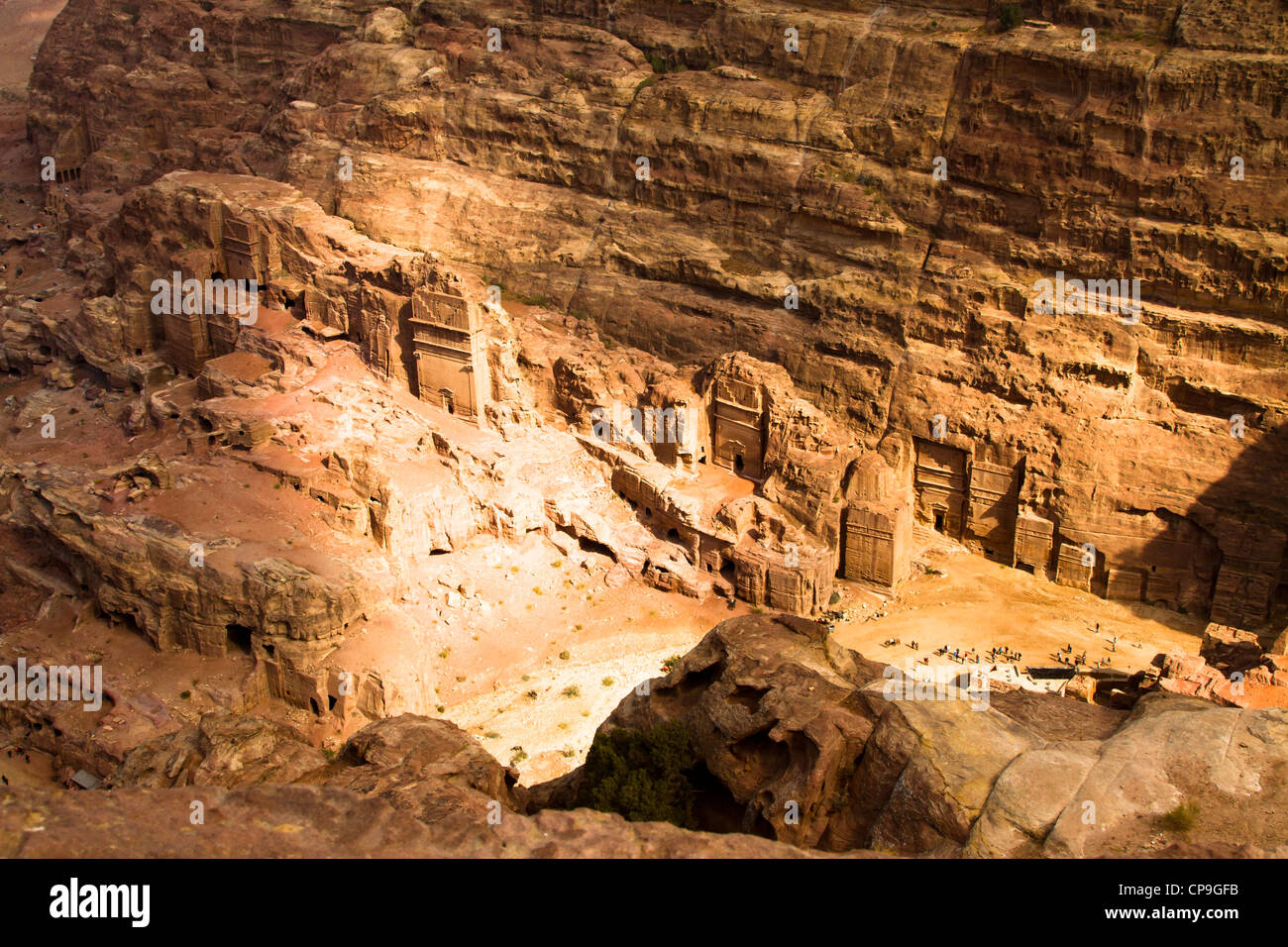 Petra tombe dal di sopra, Giordania Foto Stock