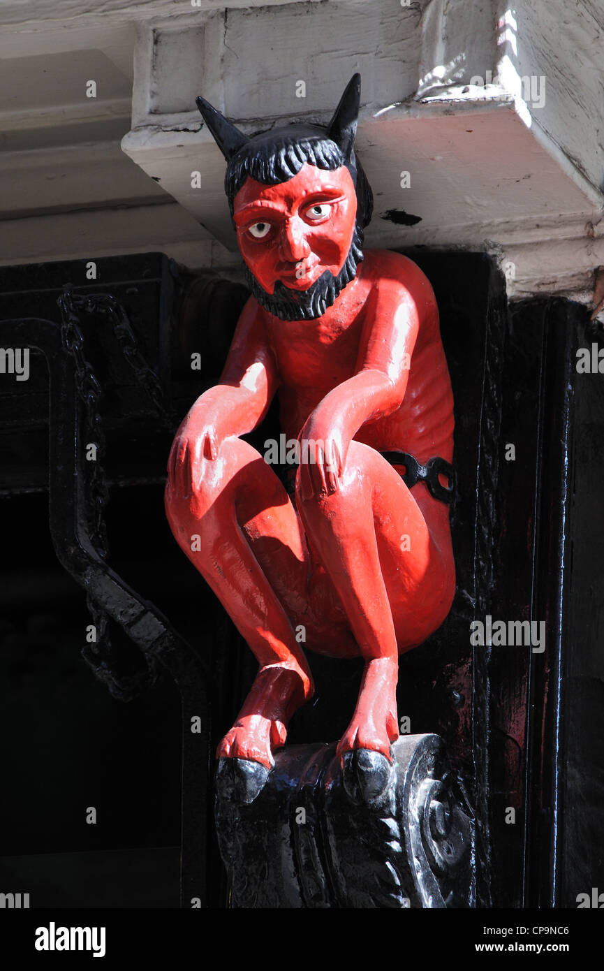 Il diavolo rosso o della stampante, Diavolo Stonegate, York, North Yorkshire, Inghilterra, Regno Unito Foto Stock