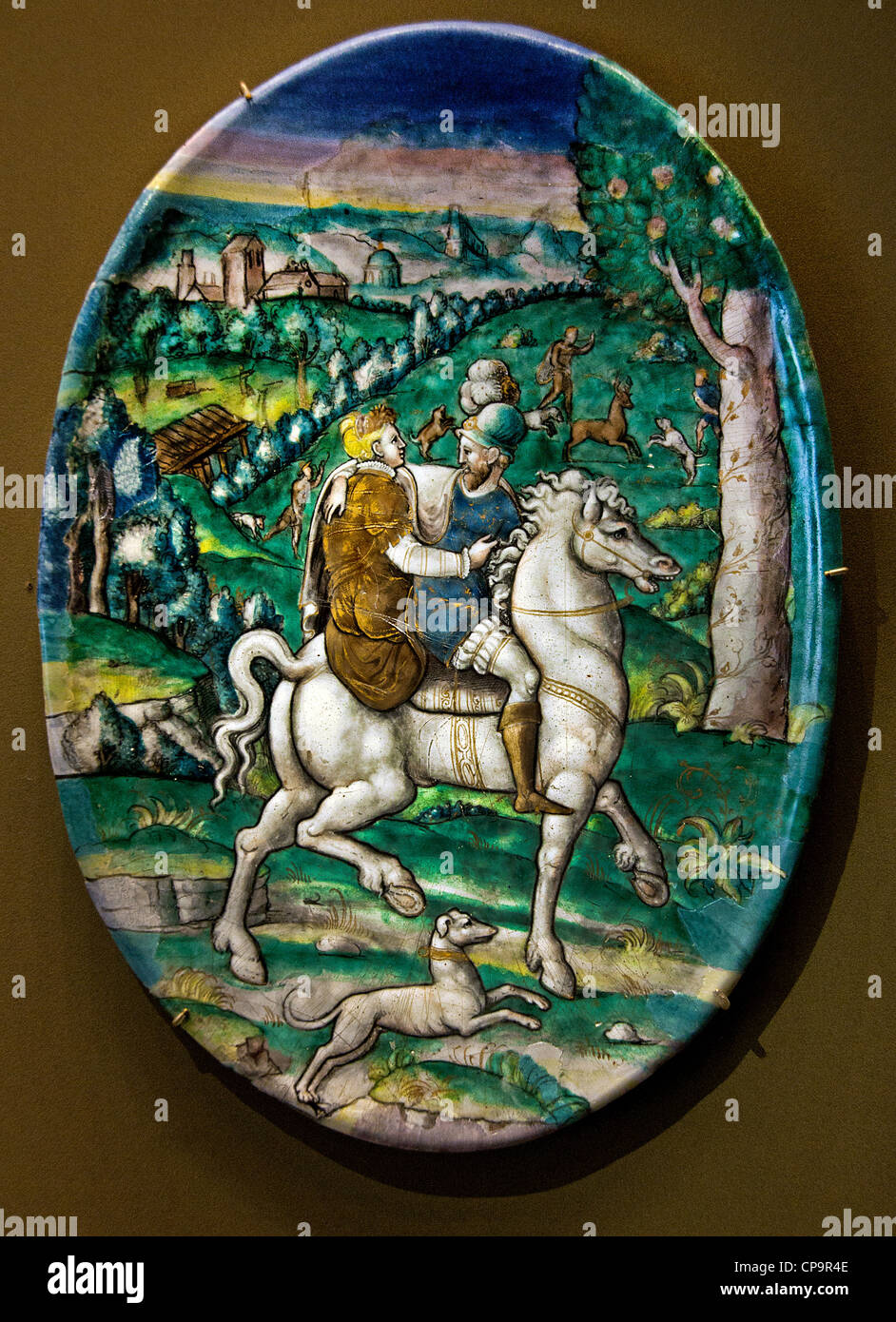 Piastra può o molla di Limoges smalto dipinto su rame Leonard Limosin Limousin 1505 - 1577 Francia Foto Stock