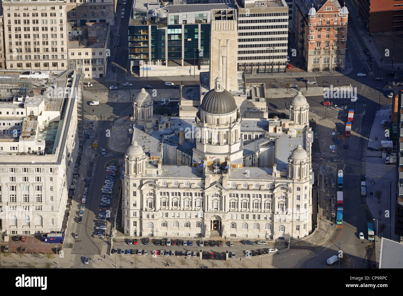 Immagine aerea del porto di Liverpool Building Foto Stock