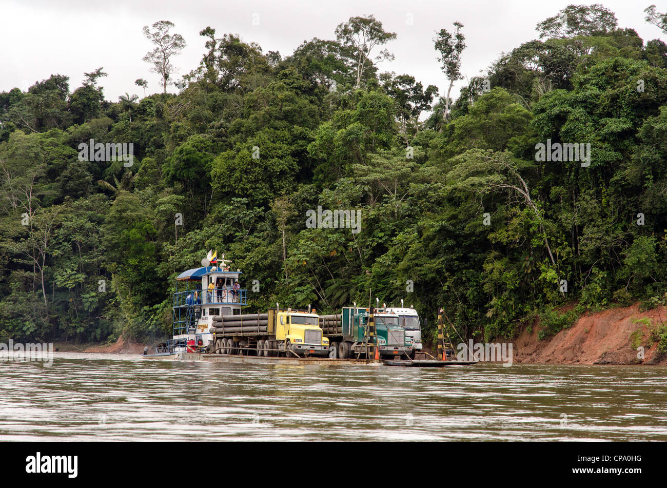 Fiume Aguarico bacino amazzonico Tierras Orientales Ecuador Foto Stock