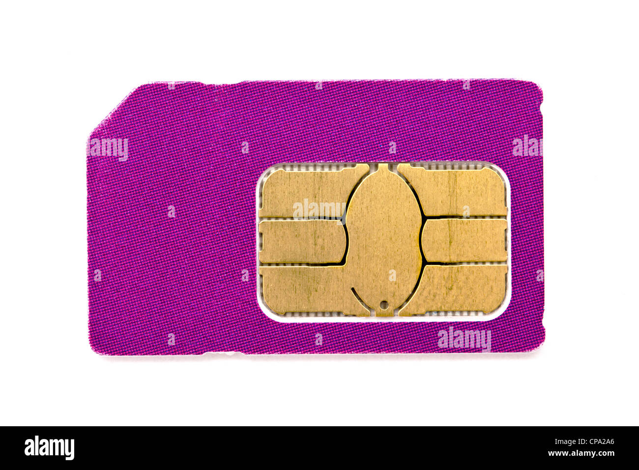 La scheda SIM per telefono cellulare isolato su sfondo bianco Foto Stock