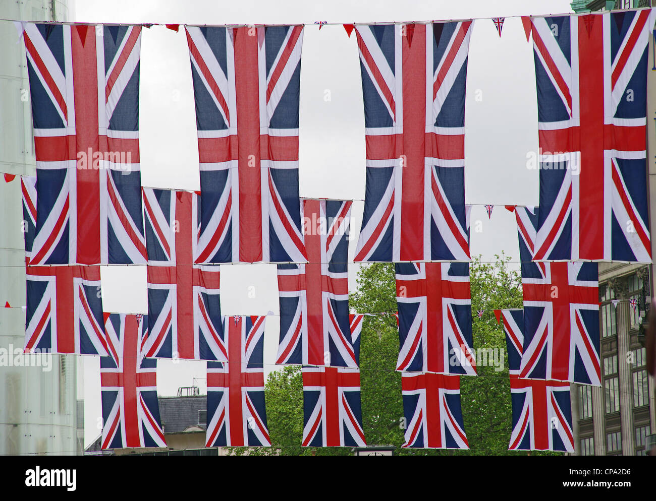 Unione bandiere in Londra Foto Stock