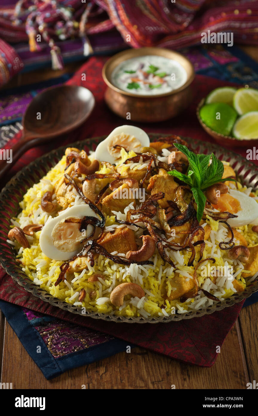Hyderabadi biryani il cibo indiano Foto Stock