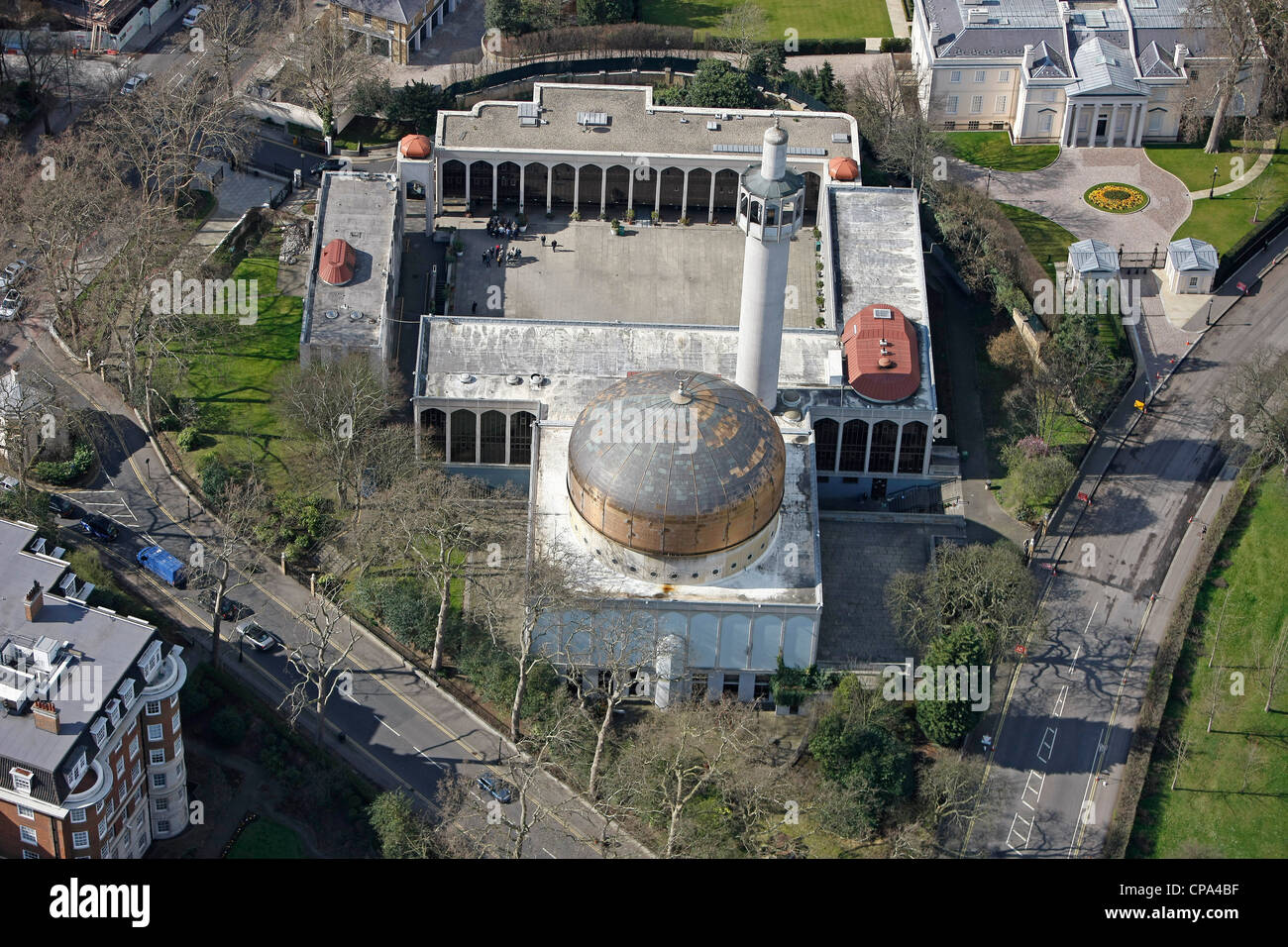 Immagine aerea di una moschea di Londra Foto Stock