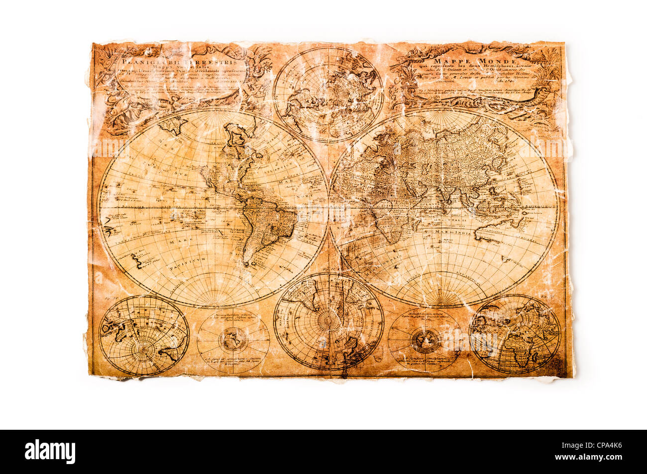 Antica mappa del mondo Foto Stock