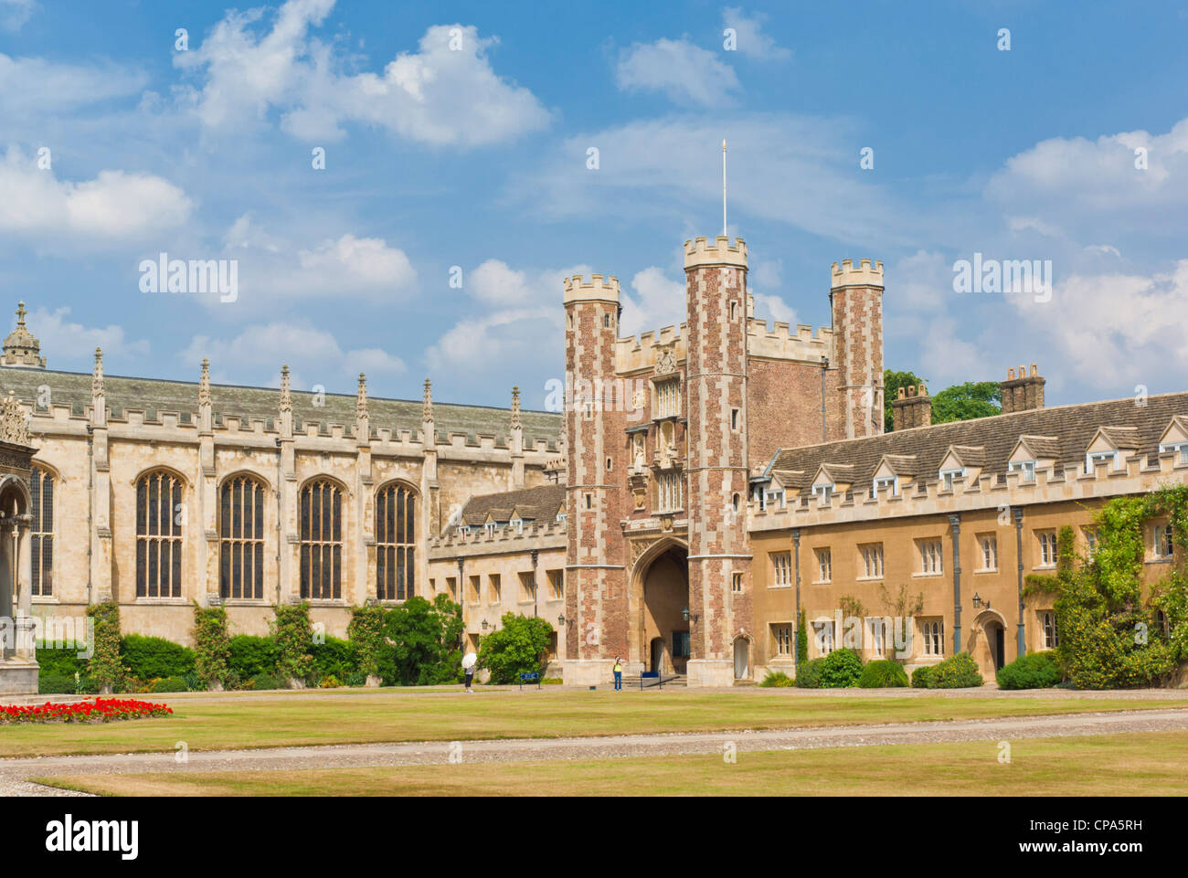 Trinity college edificio e grande corte università di Cambridge Cambridgeshire England GB UK EU Europe Foto Stock