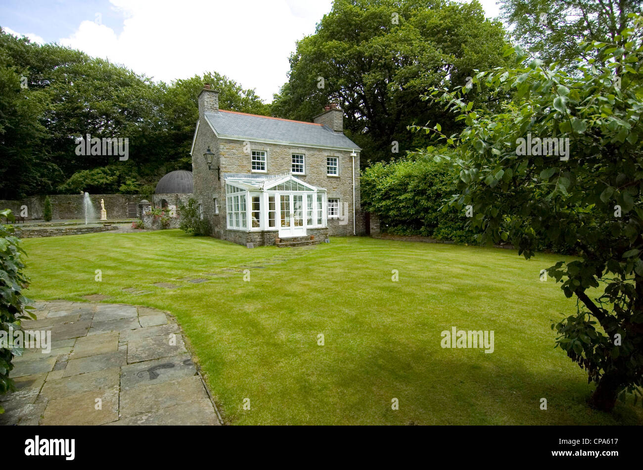 Plas Cilybebyll stile francese mansion vicino a Rhos, Neath, Regno Unito Foto Stock