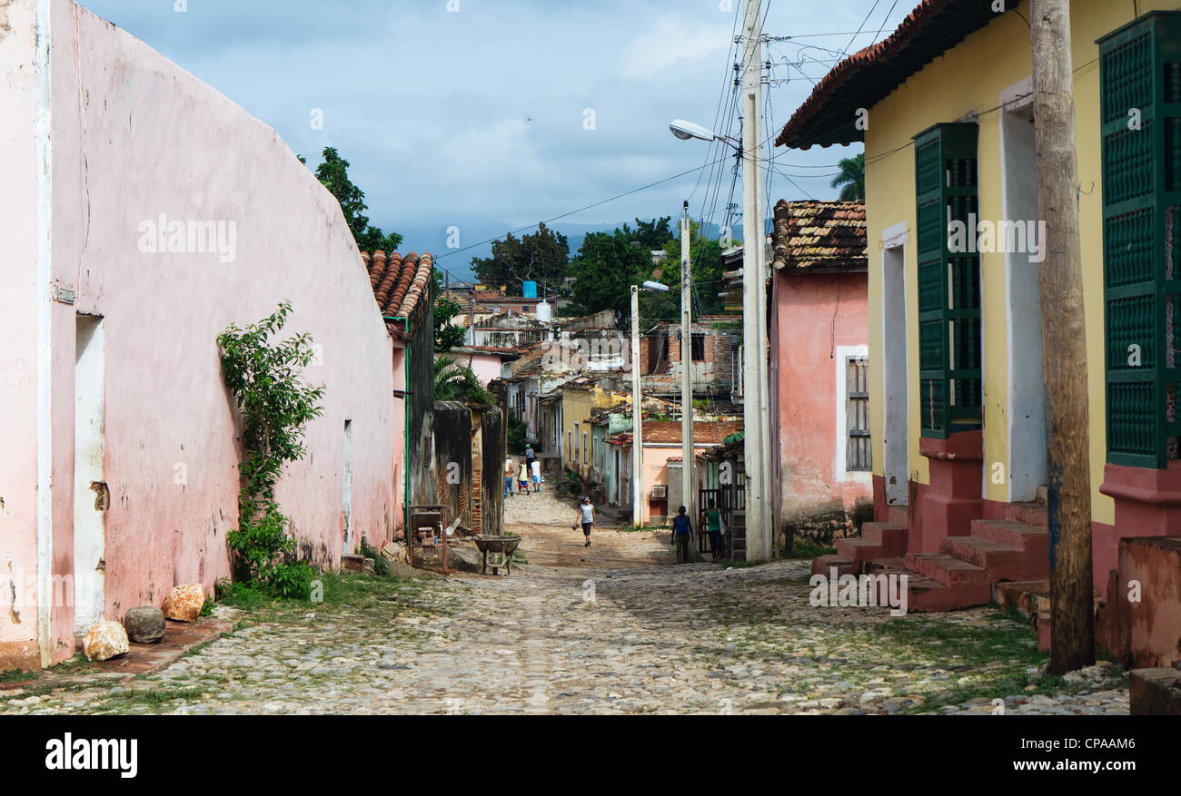 Trinidad, Cuba. Vista di Trinidad street, uno dei UNESCOs siti del Patrimonio mondiale dal 1988. Foto Stock