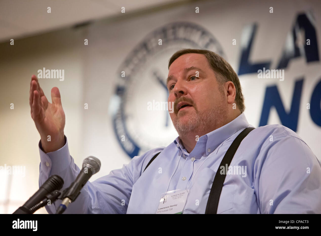 Rosemont, Illinois - Transito amalgamato Presidente dell Unione Lawrence Hanley ha parlato al 2012 Note del lavoro conferenza. Foto Stock