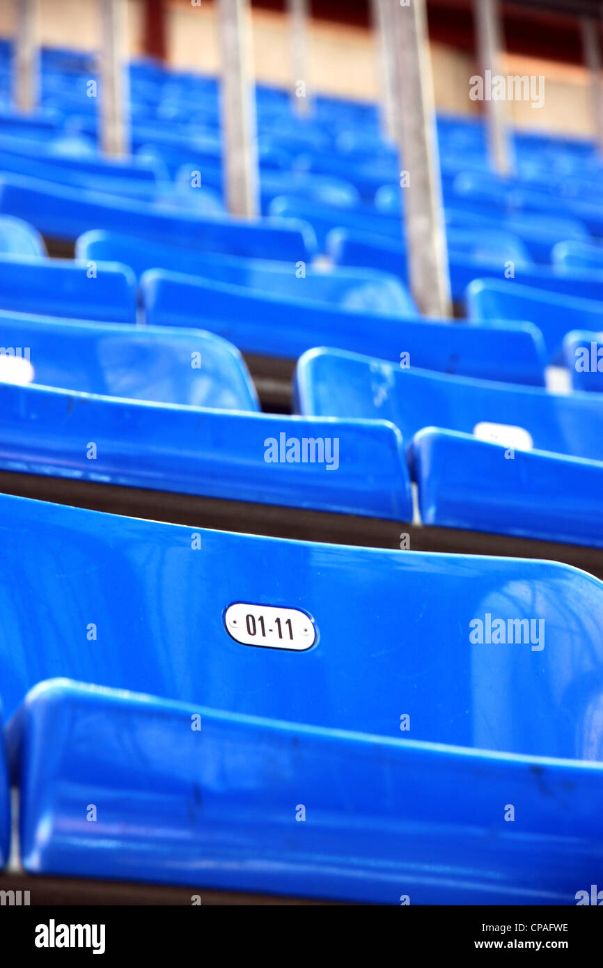 Blu posti allo stadio San Siro di Milano, Italia Foto Stock