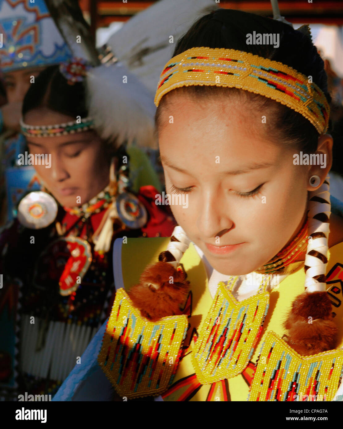 Stati Uniti d'America, Idaho, Fort Hall. I partecipanti al powwows, Shoshone-Bannock annuale Festival, Fort Hall Reservation, Idaho Foto Stock