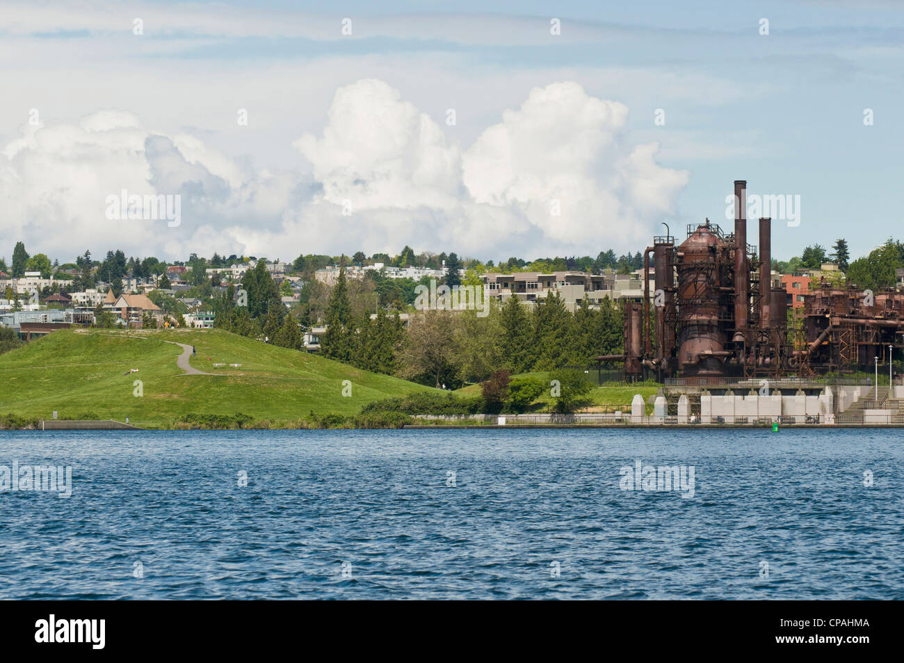 Noi, WA, Seattle. Lavori Gas parco sul Lago Union rigenerato da impianto di gassificazione di carbone. Foto Stock