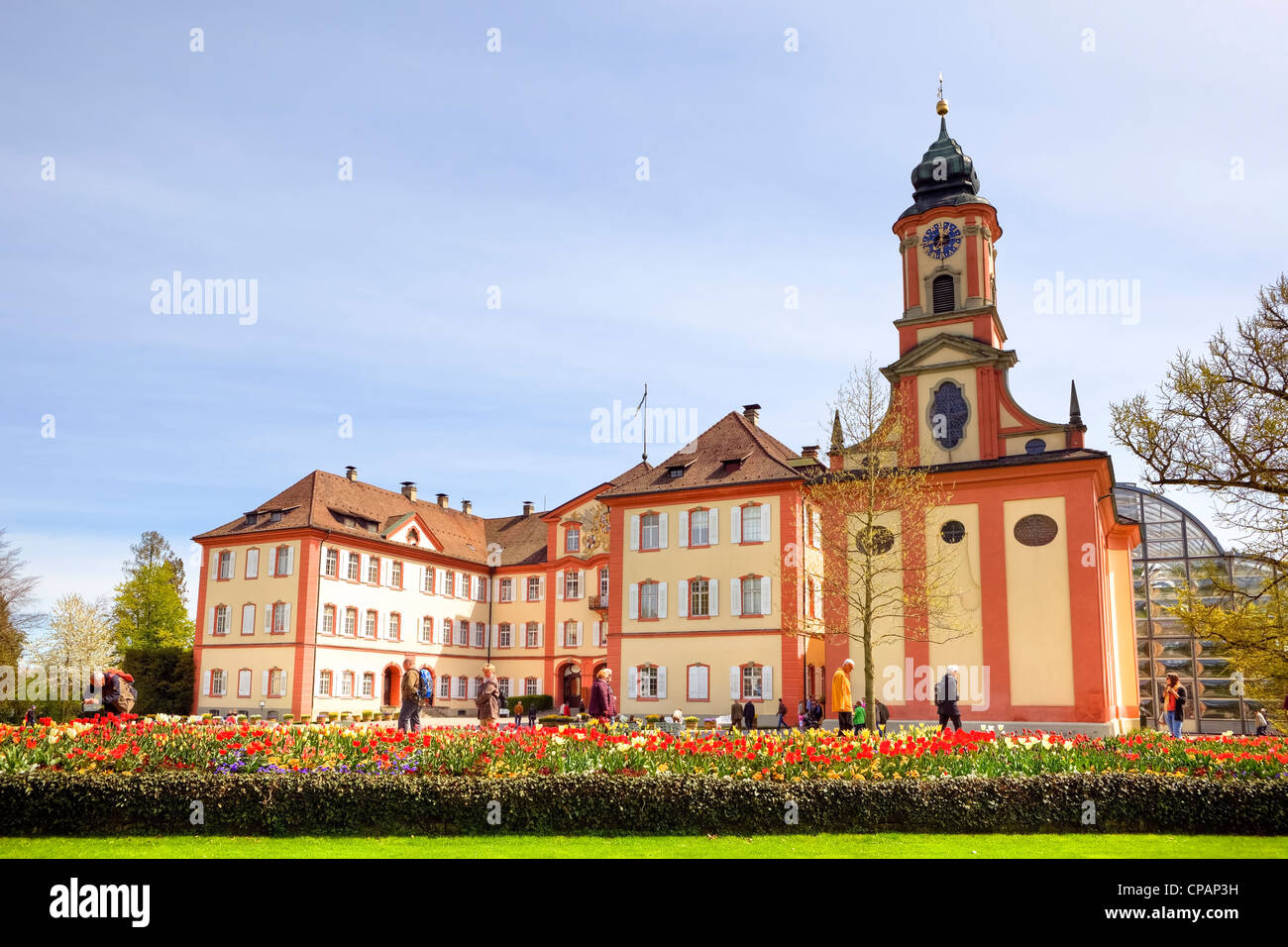 Castello, fiore di Mainau Island, il lago di Costanza, Baden-Württemberg, Germania Foto Stock