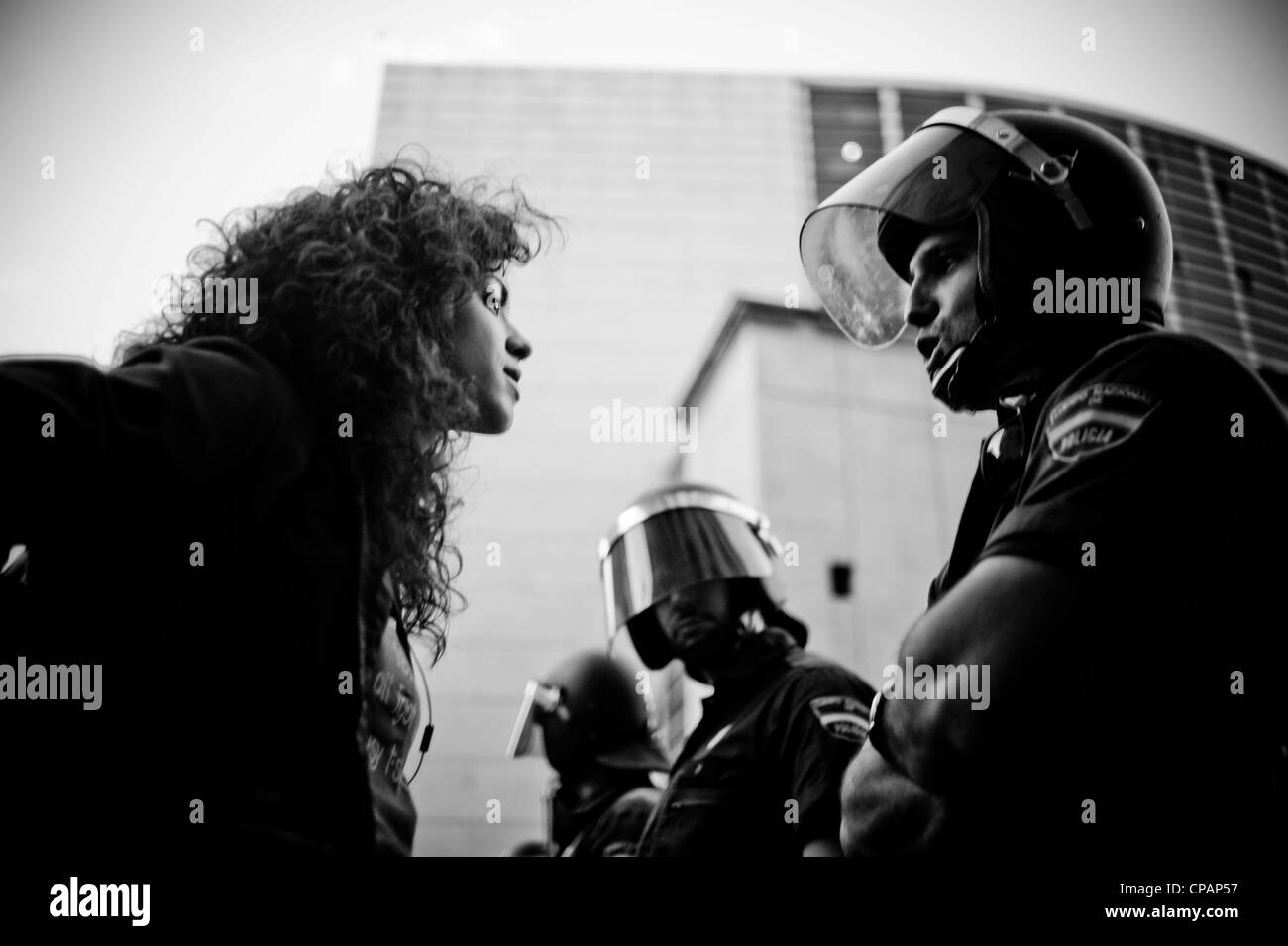 15M indignados accampamento di movimento tra il 15 maggio e il 12 giugno 2011. Spagna, Madrid, Piazza Puerta del Sol. Foto Stock
