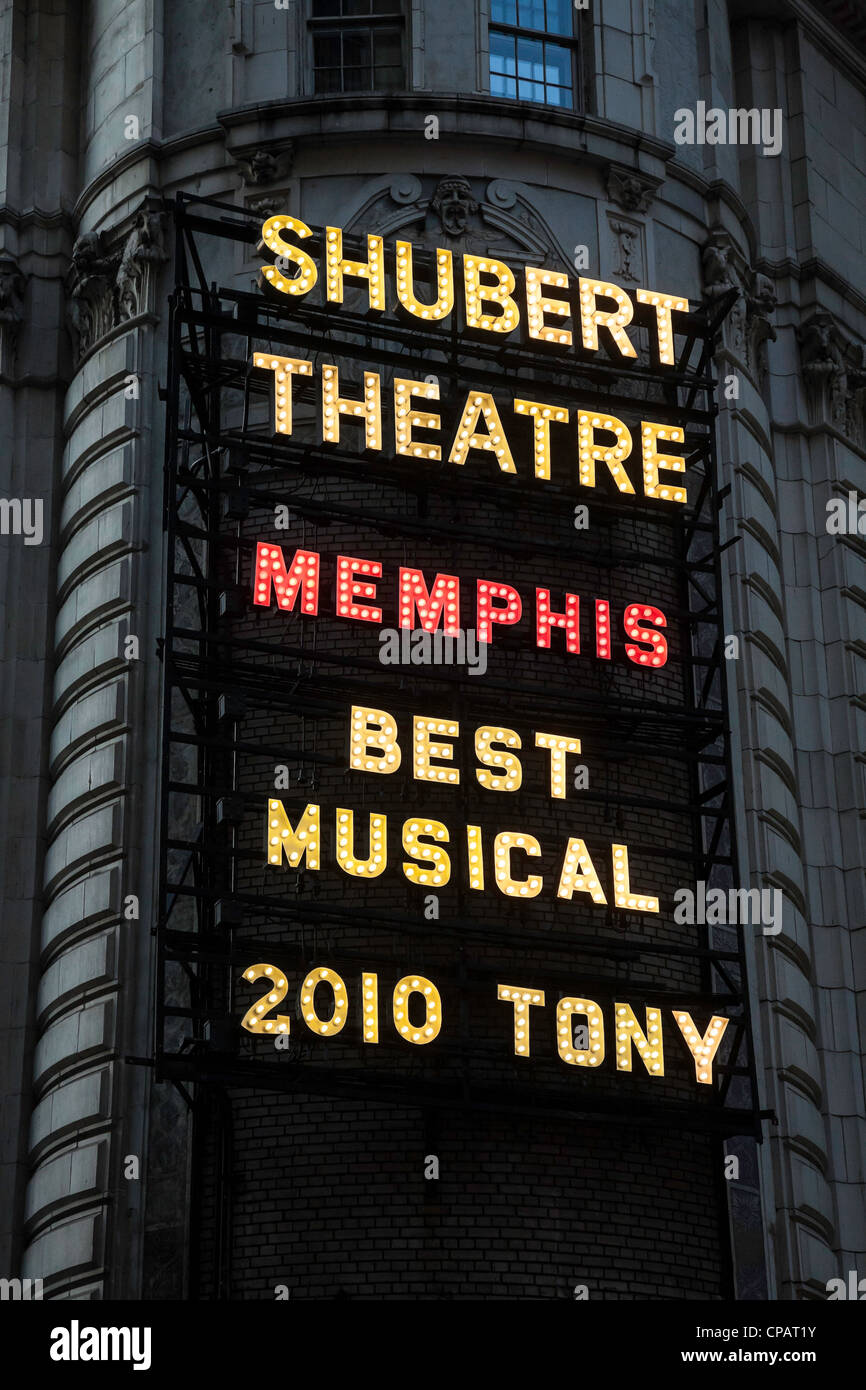 Shubert Theatre Marquee, Memphis, Times Square NYC Foto Stock