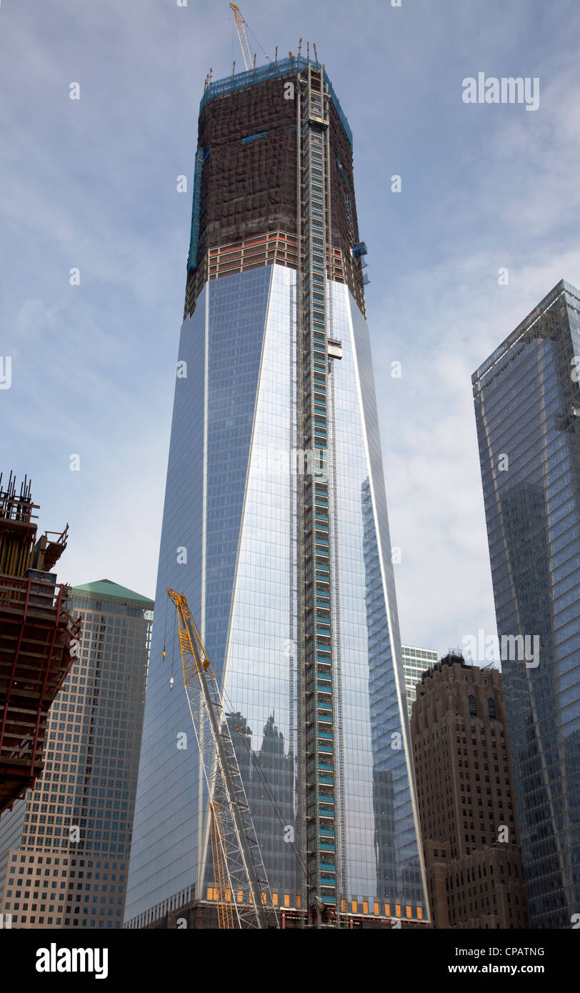 La costruzione della torre libera presso il World Trade Centre, Ground Zero di Lower Manhattan, New York City Foto Stock