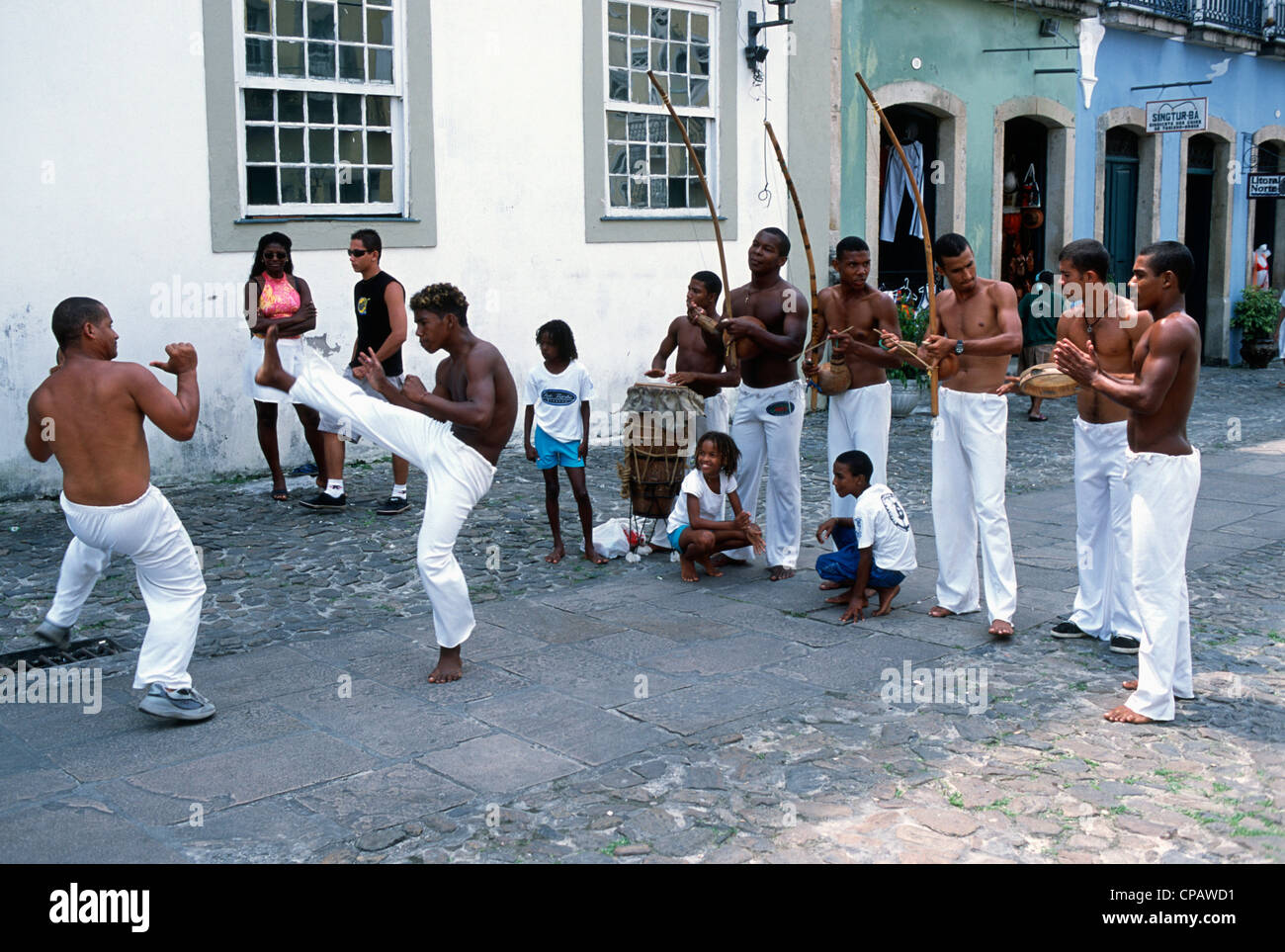 Il Brasile, Bahia, Salvador, capoeira la dimostrazione di arte di Martial, Foto Stock